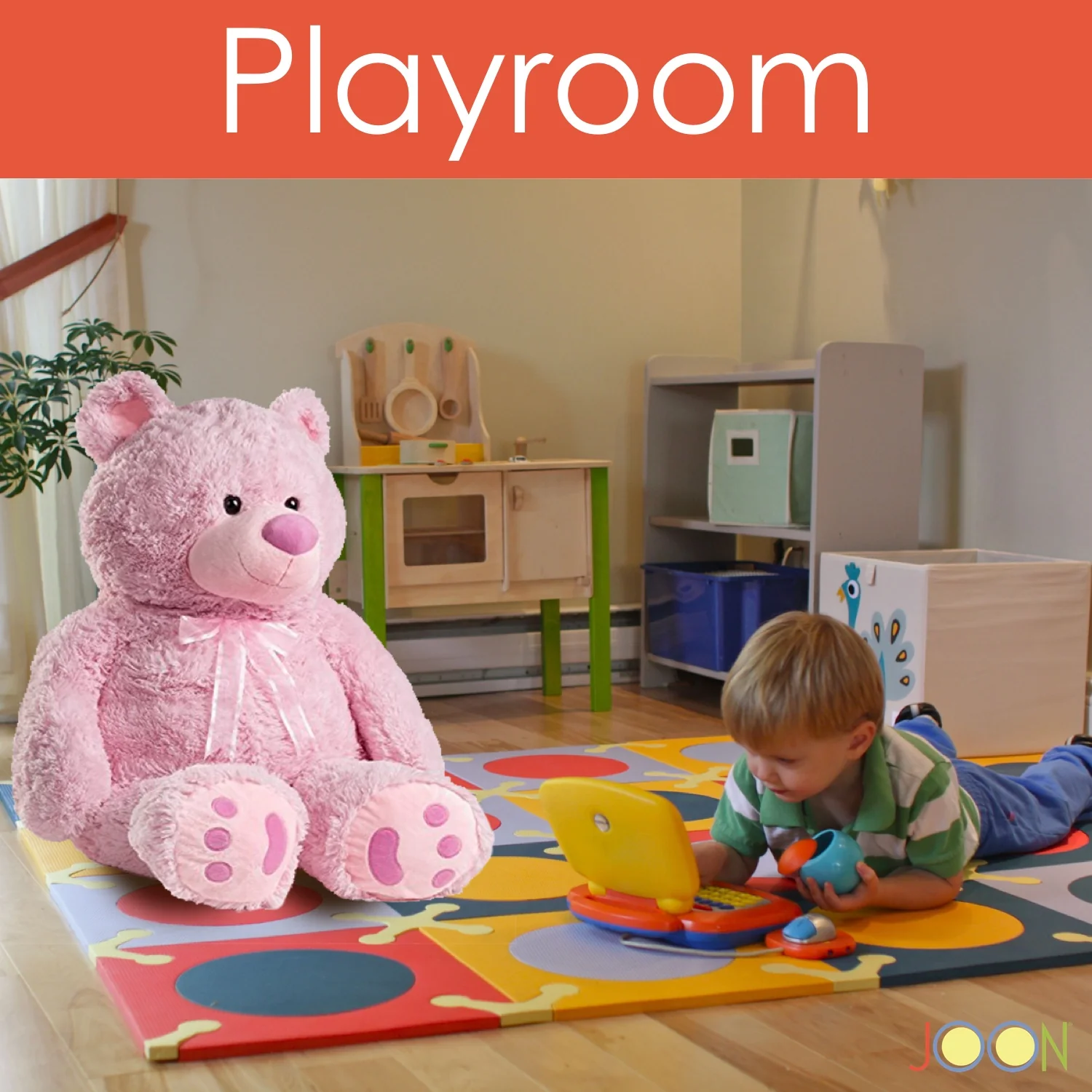 JOON Huge Teddy Bear With Ribbon, Pink - Image 5