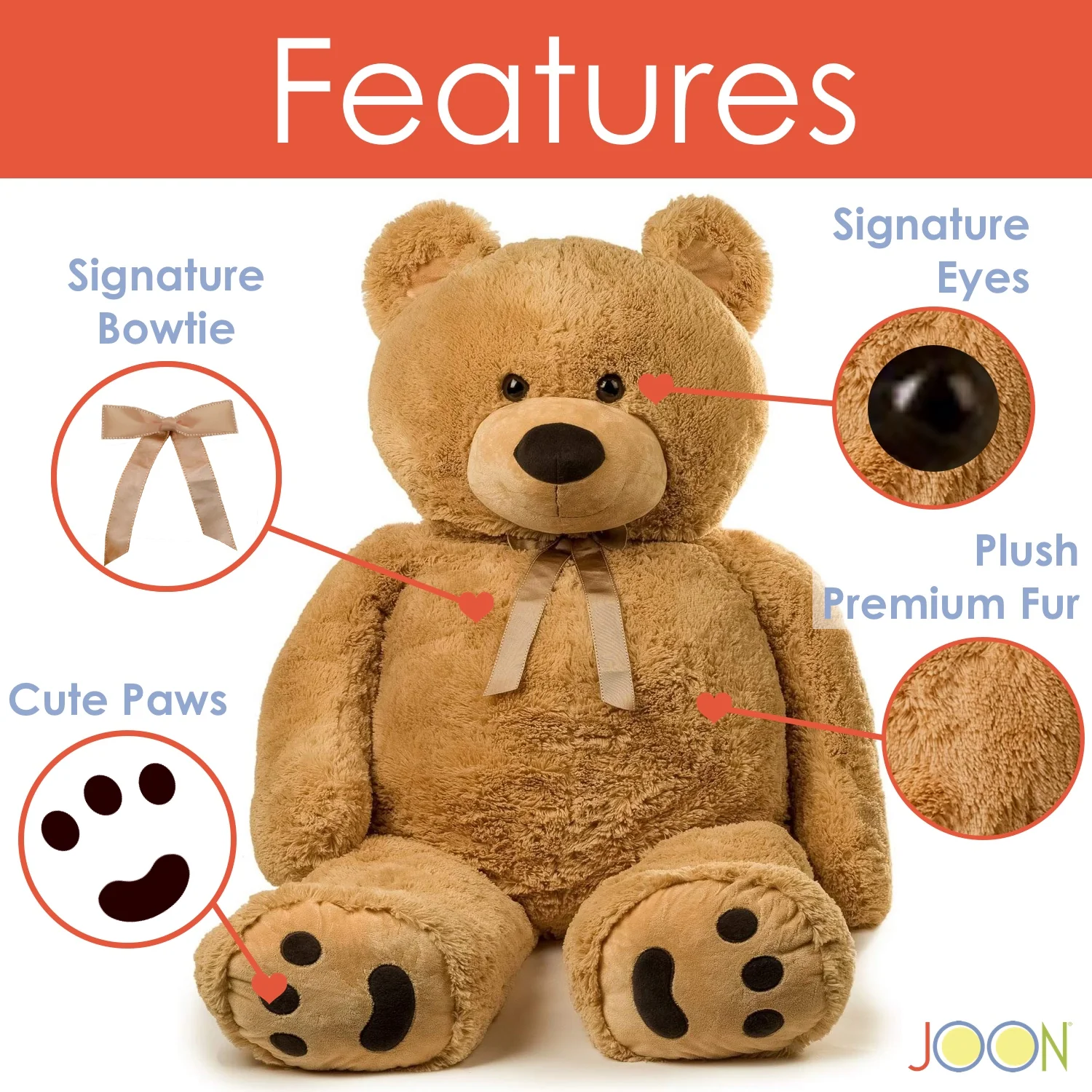 JOON Jumbo Teddy Bear, 5 Feet Tall, Tan - Image 2