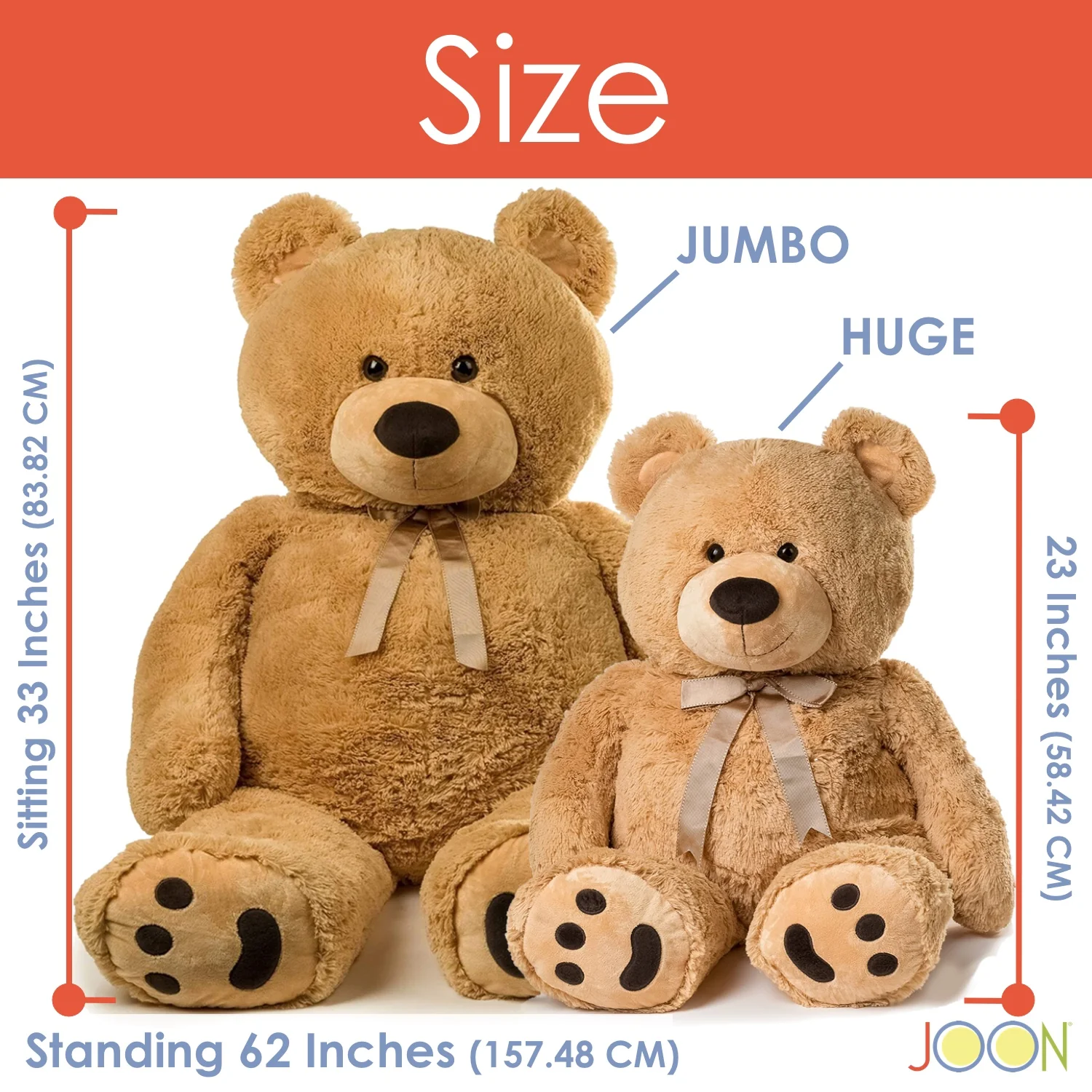 JOON Jumbo Teddy Bear, 5 Feet Tall, Tan - Image 4