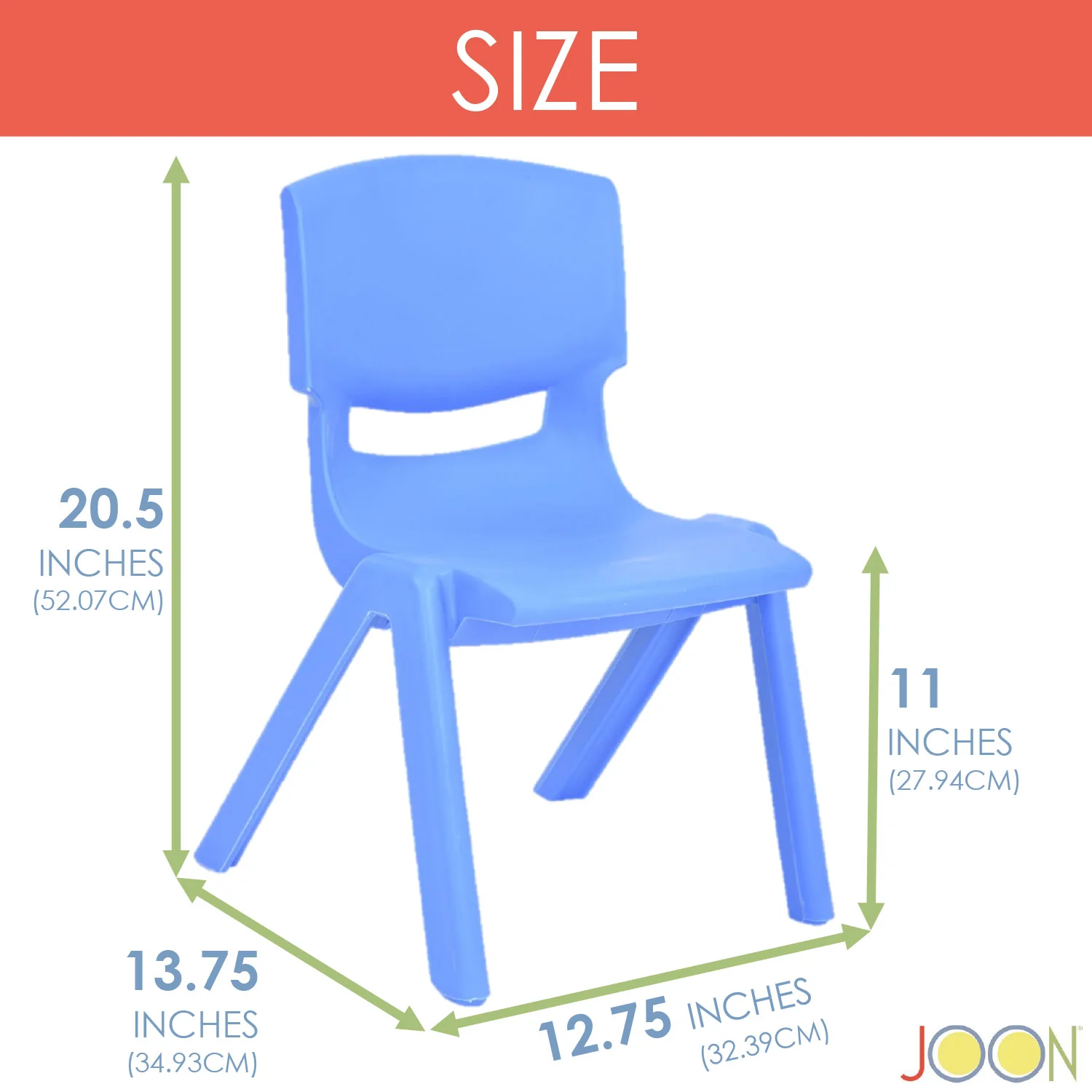 JOON Stackable Plastic Kids Learning Chairs, Blue, 20.5x12.75x11 Inches, 2-Pack (Pack of 2) - Image 3