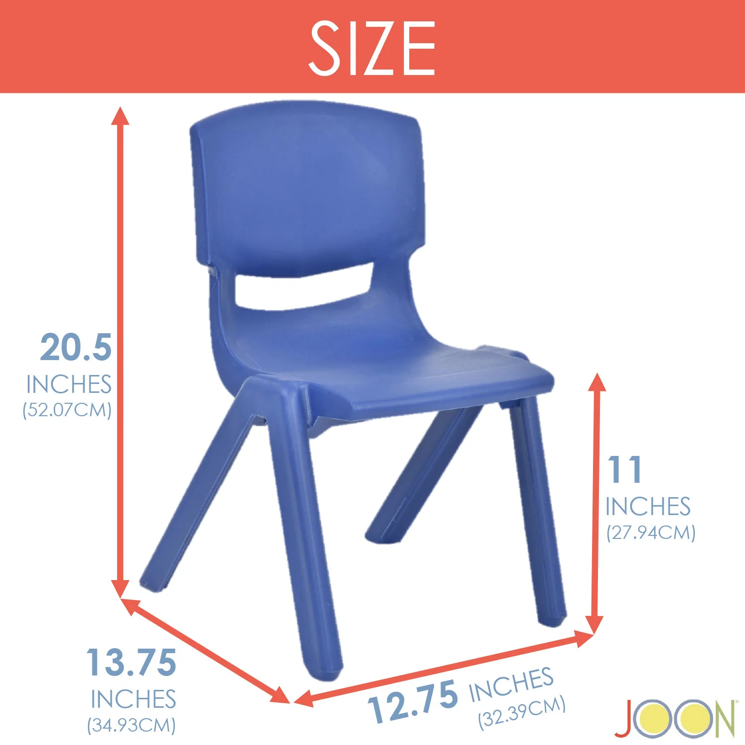 JOON Stackable Plastic Kids Learning Chairs, Dark Blue, 20.5x12.75X11 Inches, 2-Pack (Pack of 2) - Image 3