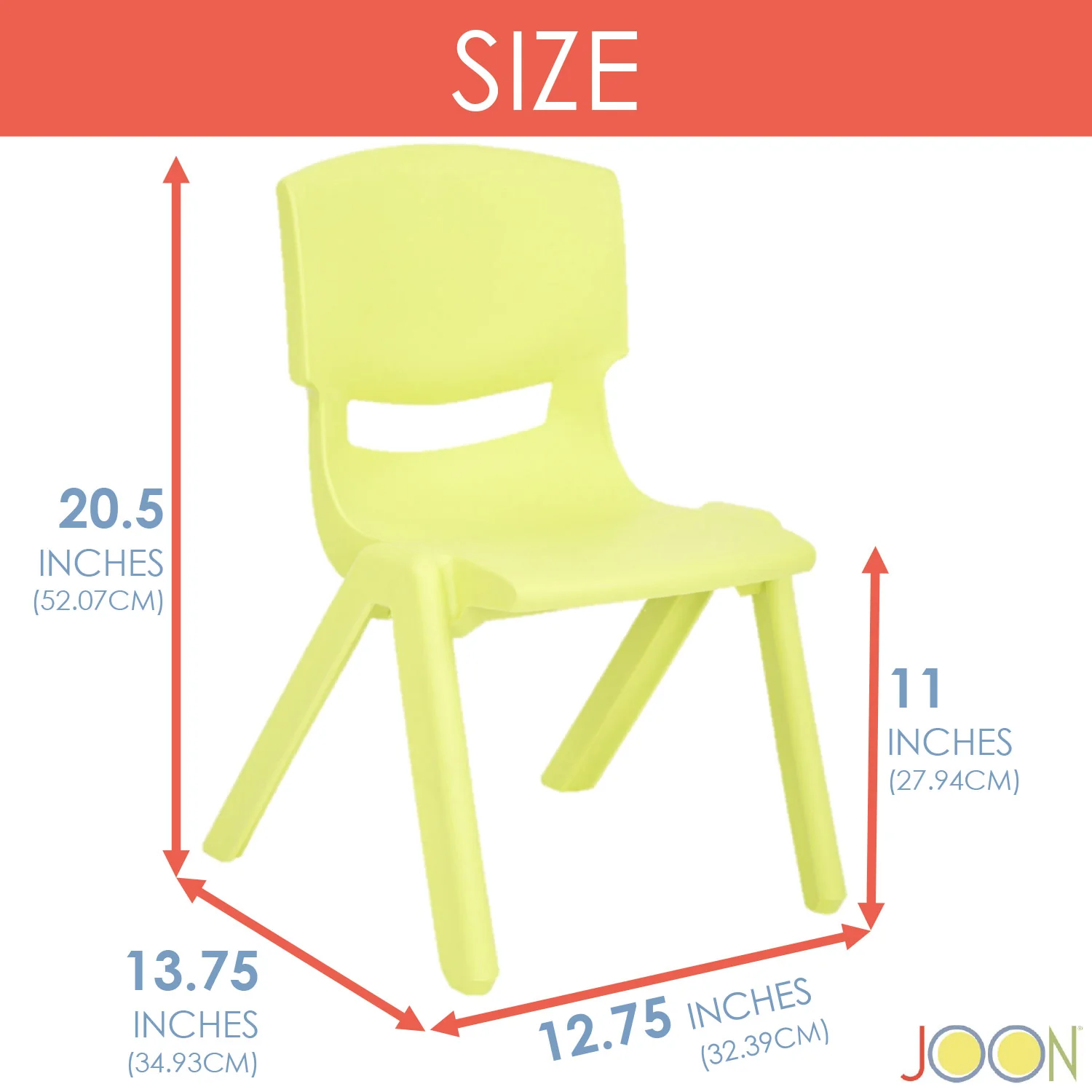 JOON Stackable Plastic Kids Learning Chairs, Lime, 20.5x12.75X11 Inches, 2-Pack (Pack of 2) - Image 3