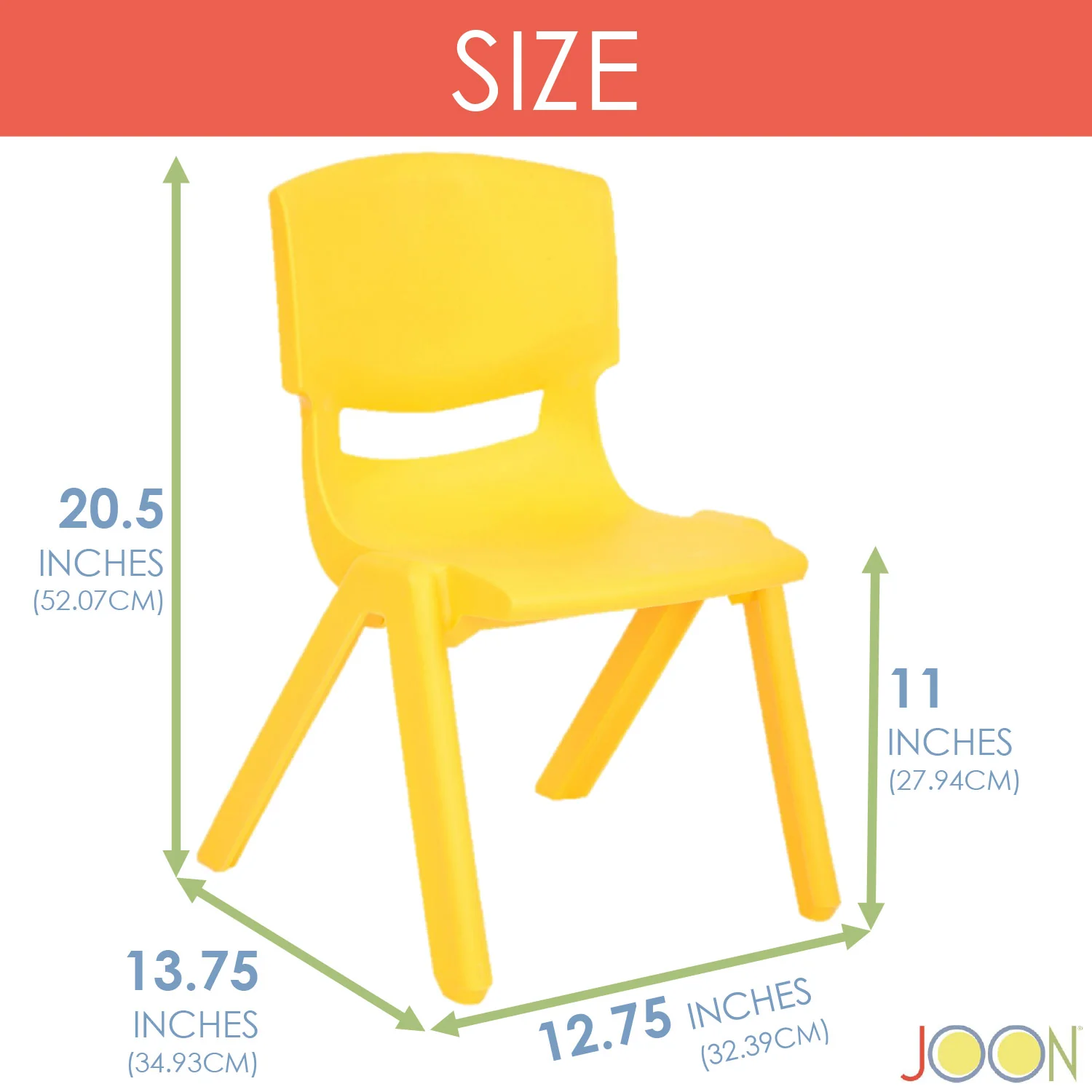 JOON Stackable Plastic Kids Learning Chairs, Yellow, 20.5x12.75X11 Inches, 2-Pack (Pack of 2) - Image 3