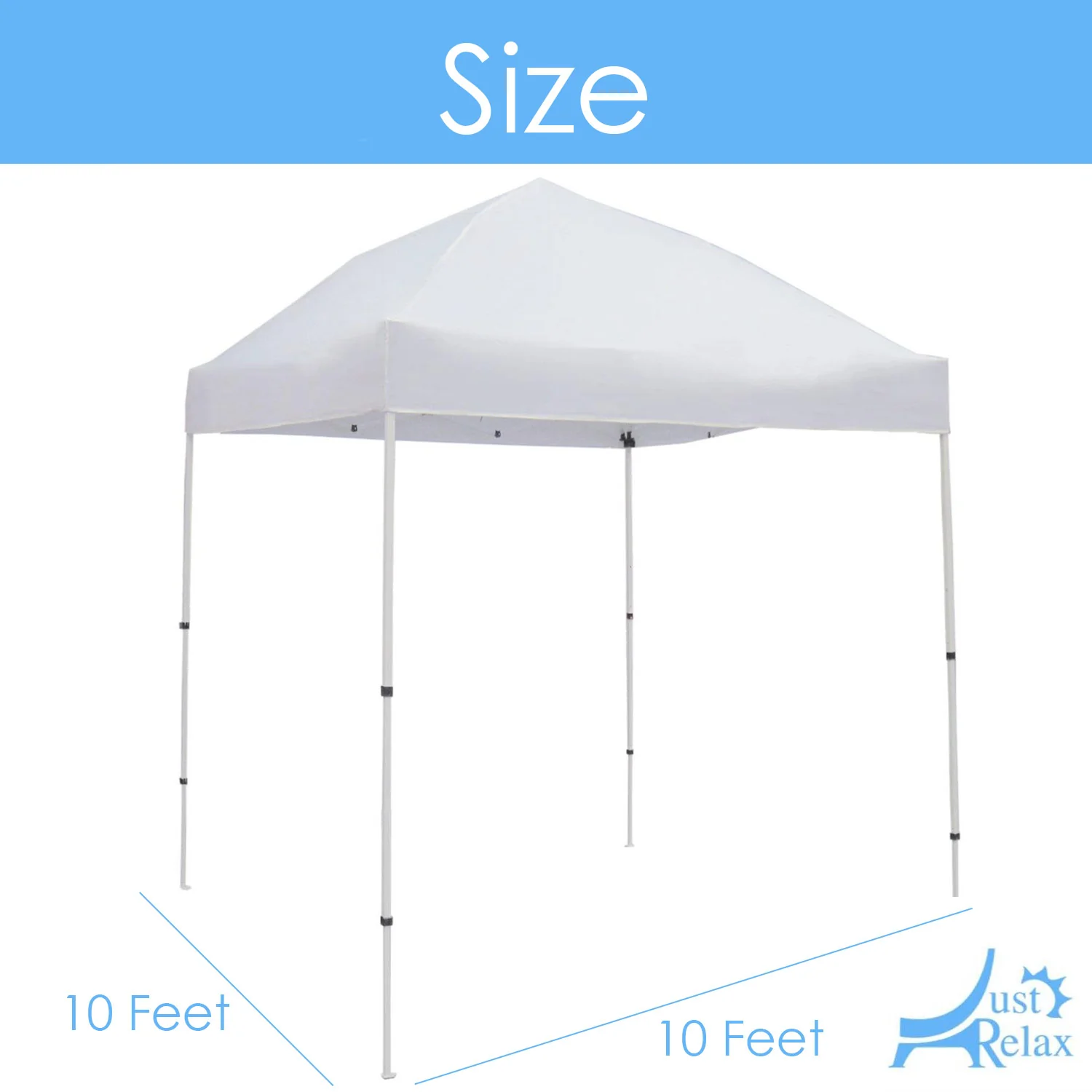 Just Relax Compact Travel Ready Canopy Tent With Case, White, 10x10 Feet - Image 4