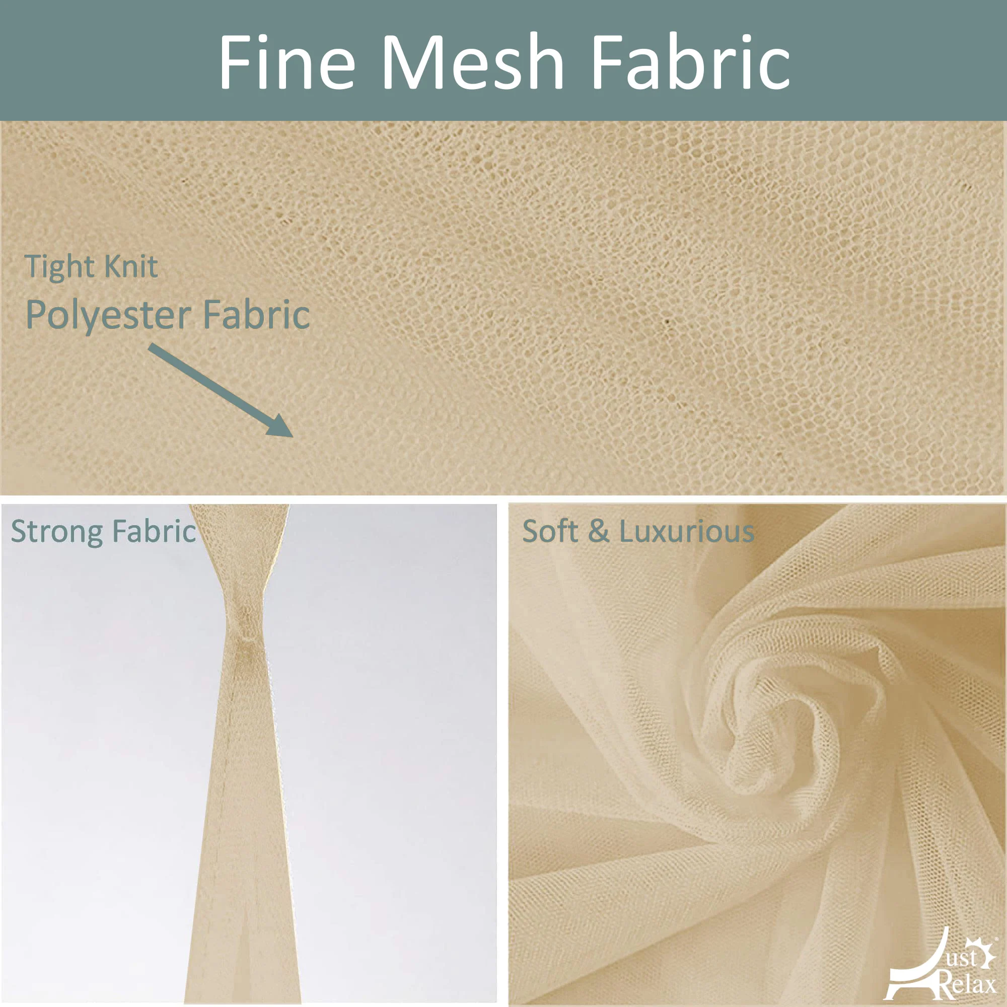 Just Relax Elegant Mosquito Net Bed Canopy Set, Beige, Queen-King - Image 6