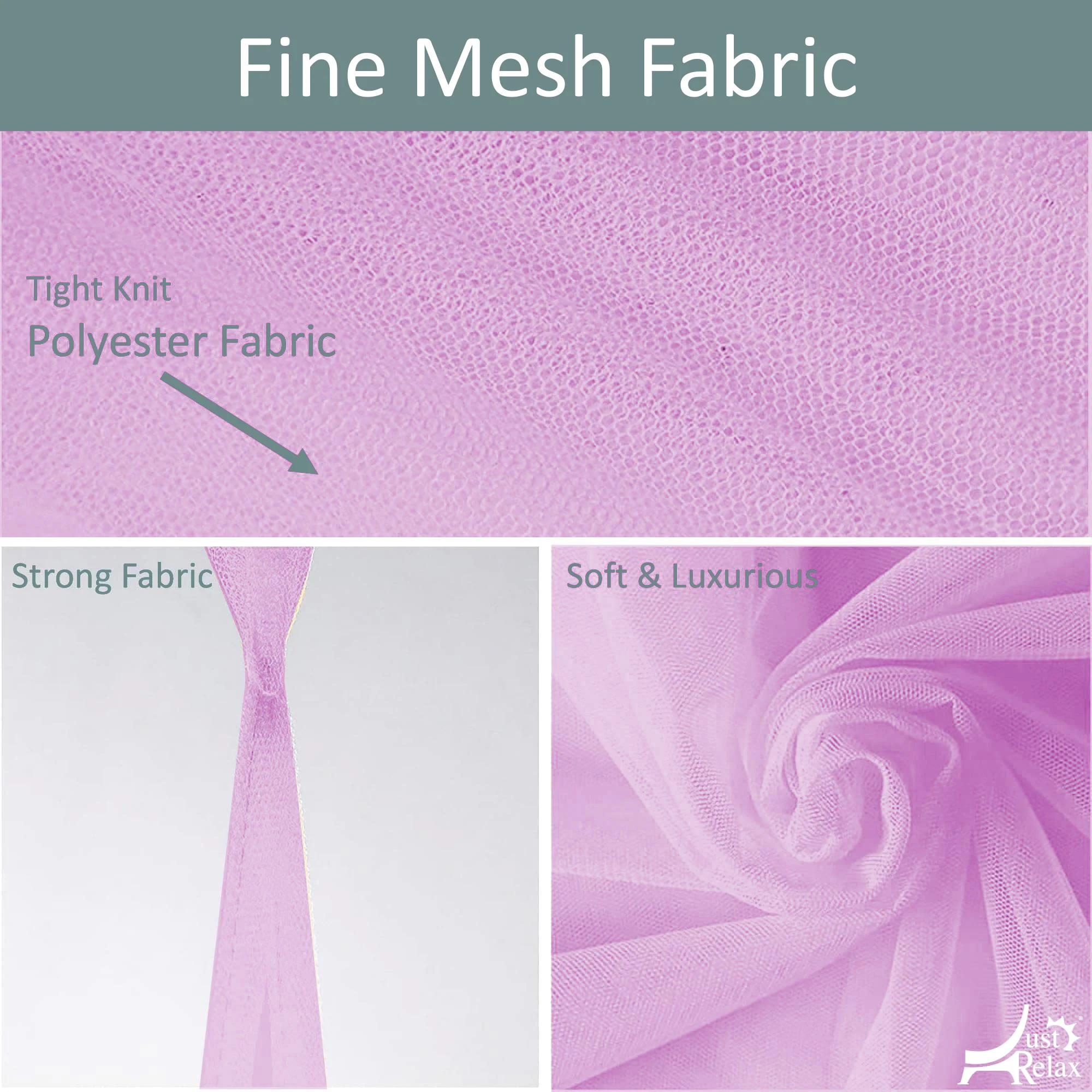 Just Relax Elegant Mosquito Net Bed Canopy Set, Pink, Twin-Full - Image 6