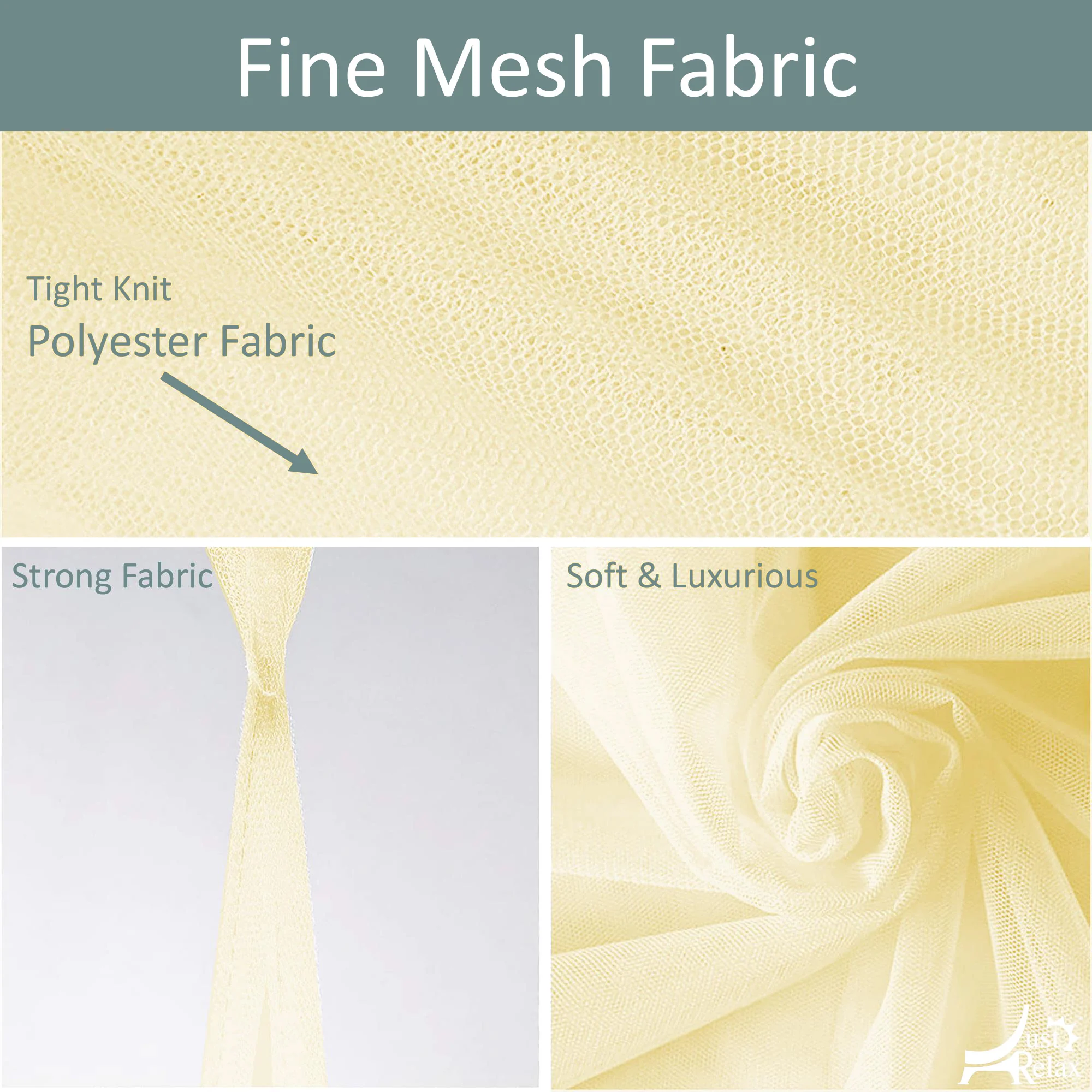 Just Relax Elegant Mosquito Net Bed Canopy Set, Yellow, Twin-Full - Image 6