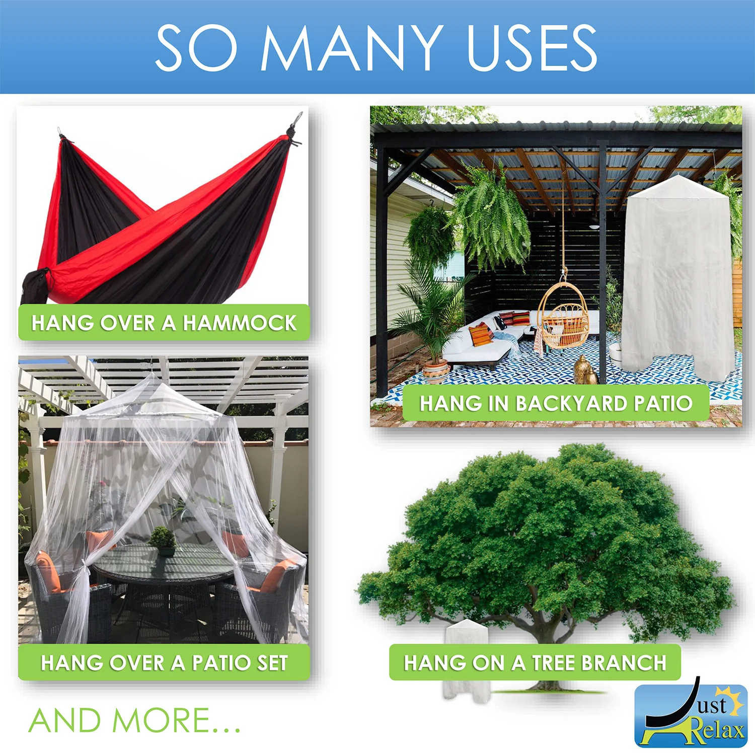 Just Relax Extra-Large Indoor-Outdoor Round Canopy Mosquito Net, White, 5x9 Feet - Image 5