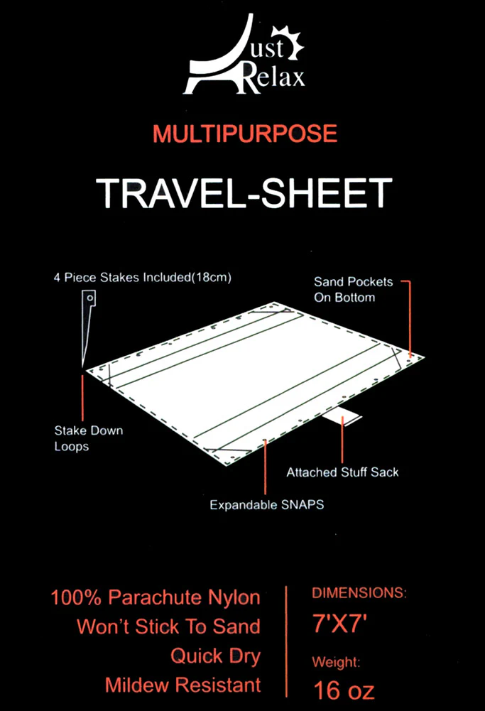 Just Relax Parachute Nylon Multipurpose Travel Sheet, Blue-White, 7x7 Feet - Image 4