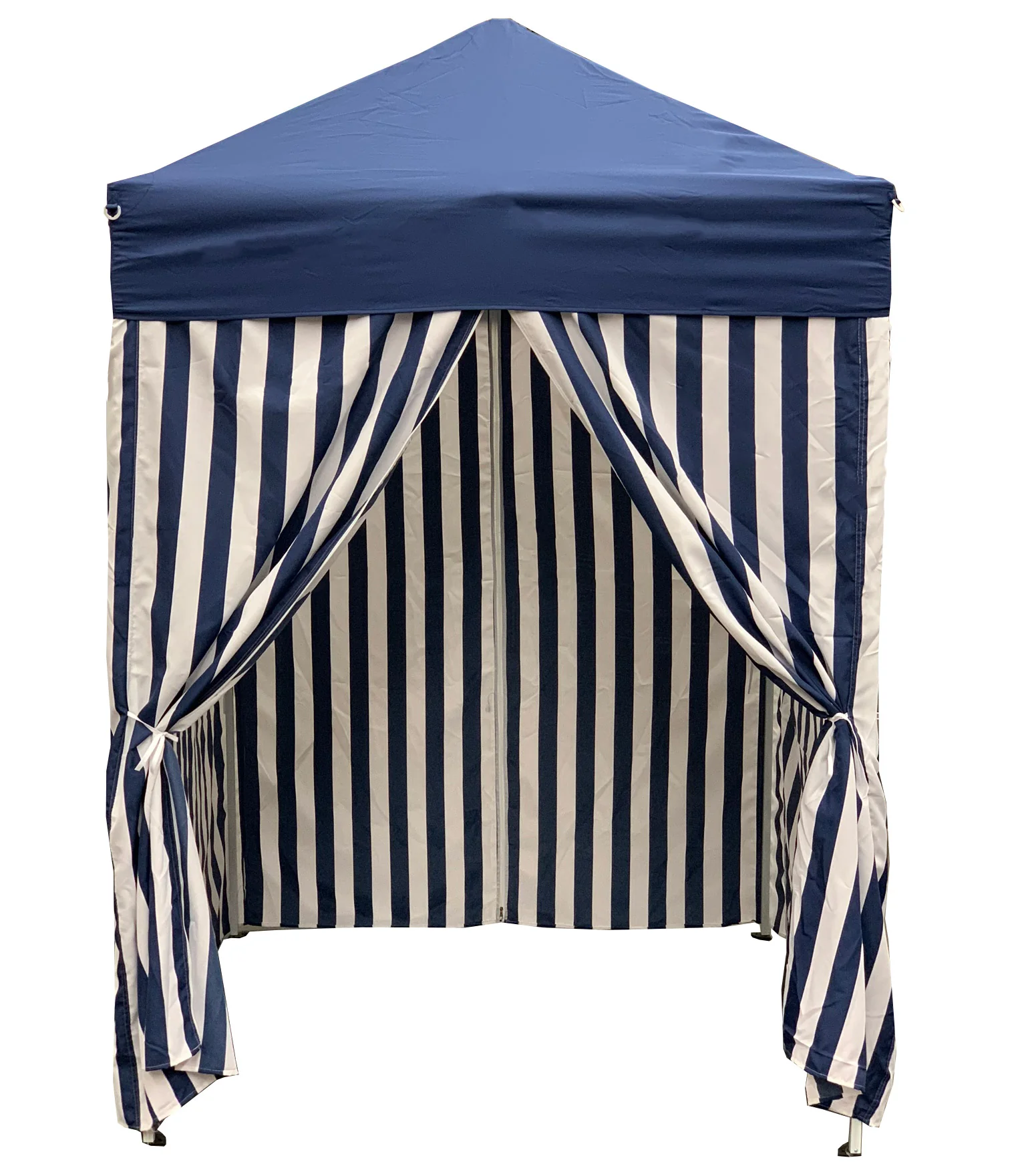 Just Relax Patio Pop-up Striped Cabana Tent, Navy-White, 5x5 Feet - Image 2
