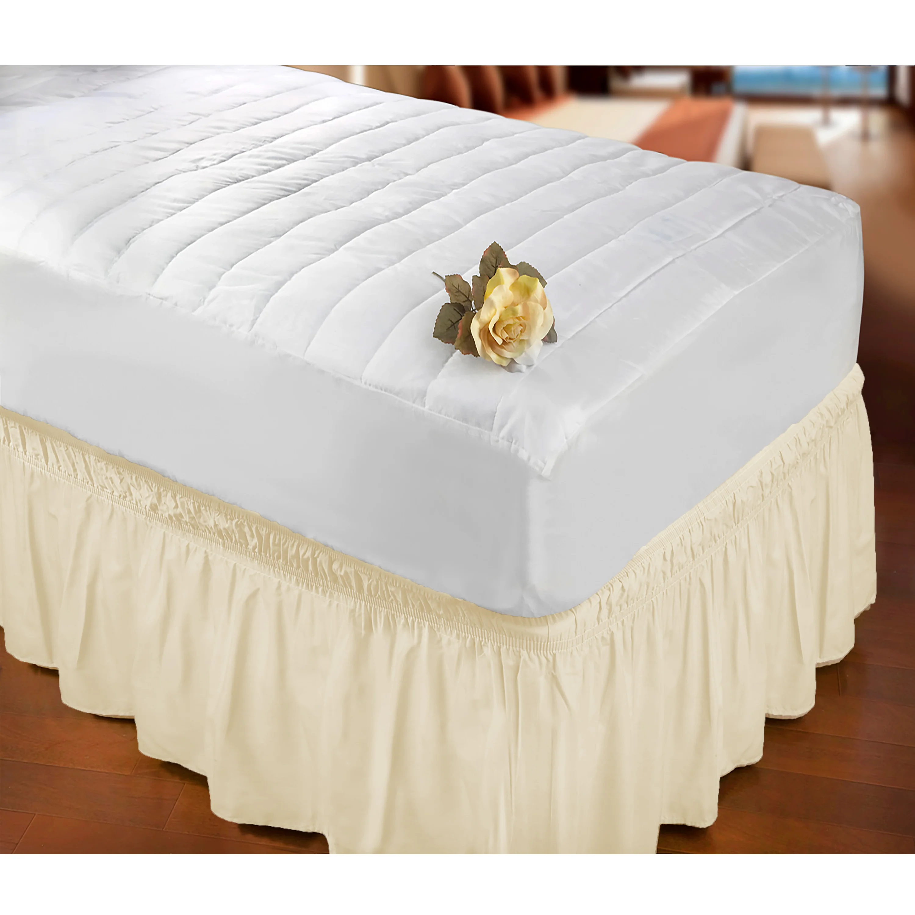 Home Details Wrap Around Bed Ruffle Twin/Full in Beige - Image 4