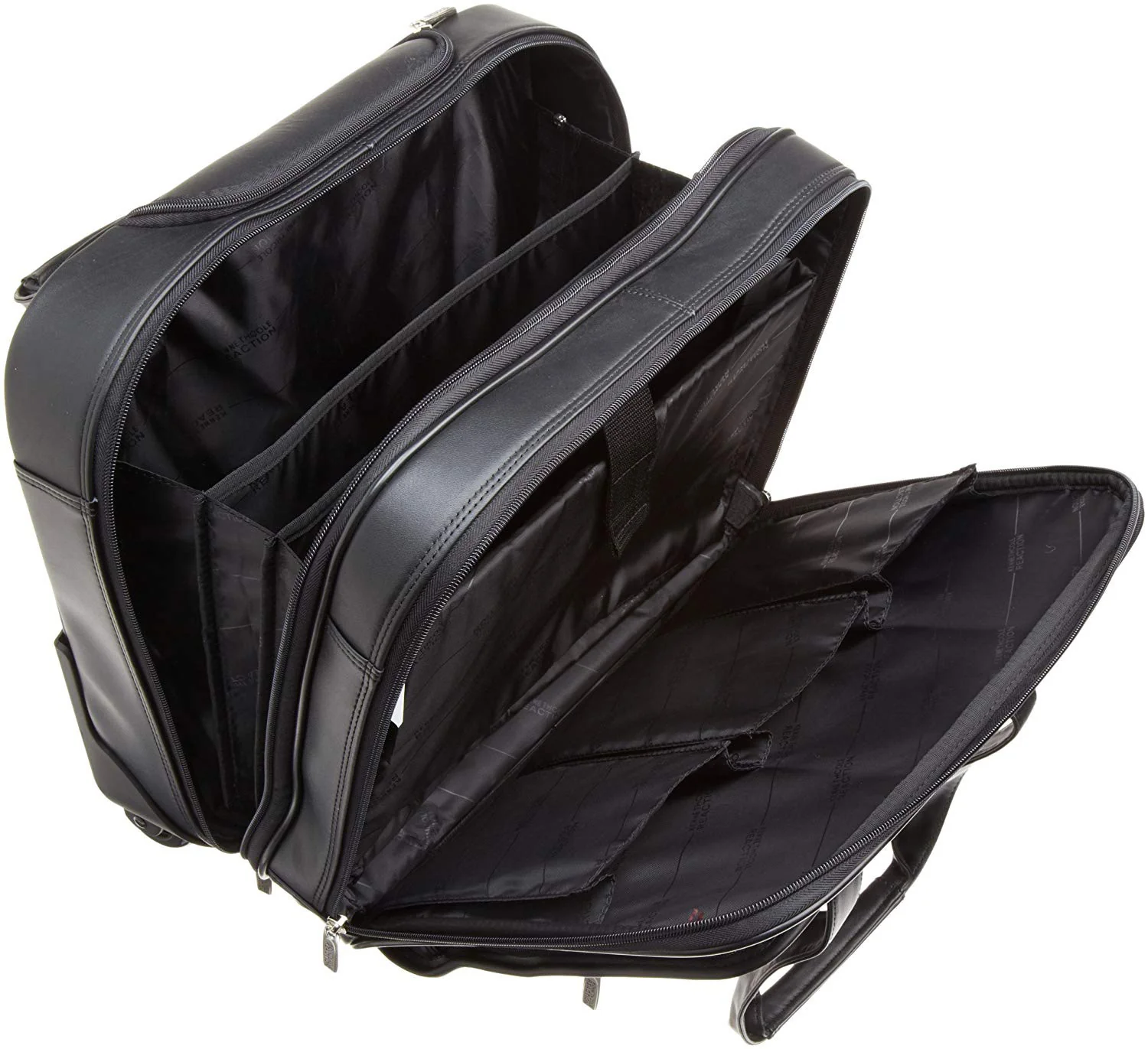 Kenneth Cole Reaction Leather Dual Compartment Wheeled Laptop Portfolio Bag, Black - Image 3