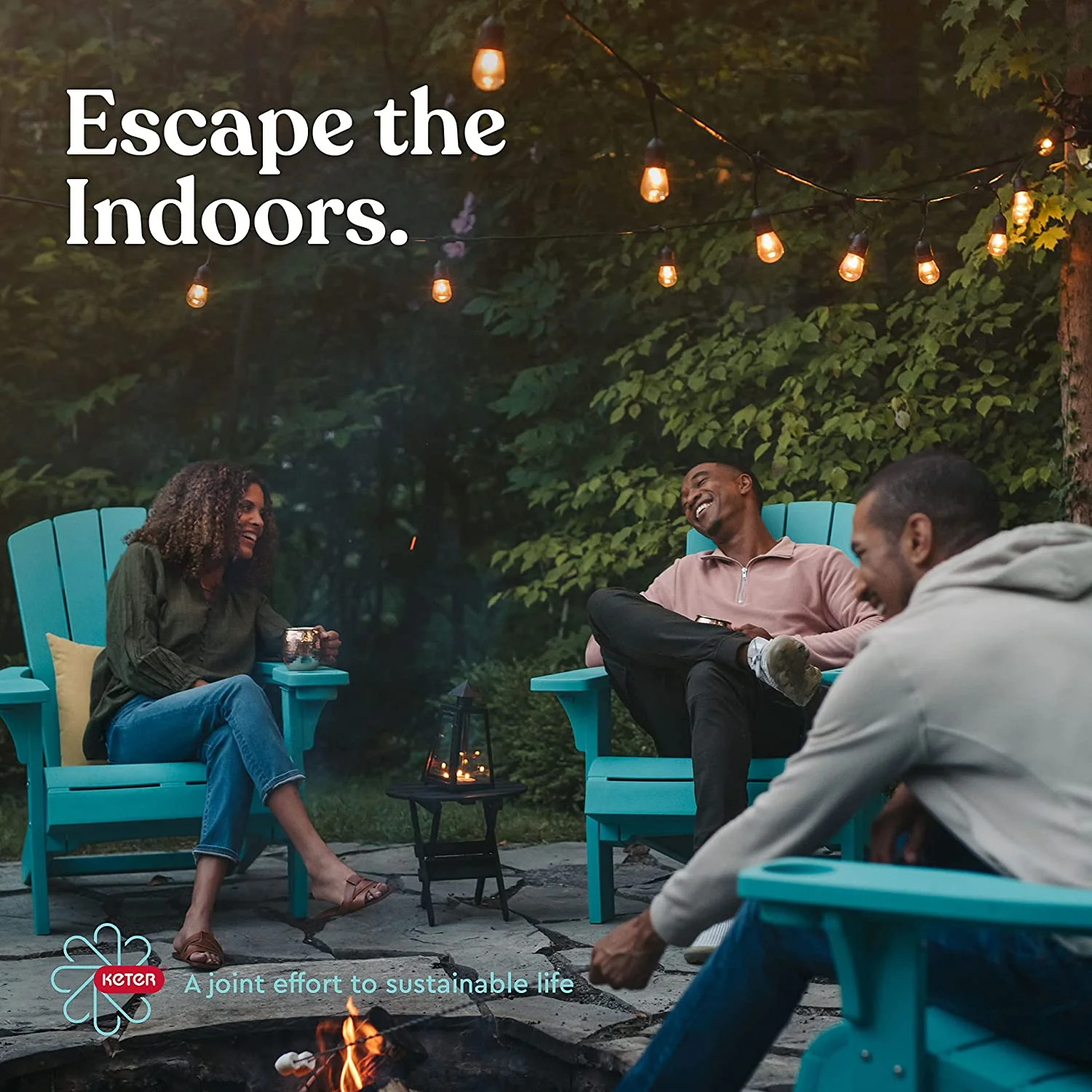Keter 2-Pack Alpine Adirondack Resin Outdoor Furniture Patio Chairs, Teal - Image 4