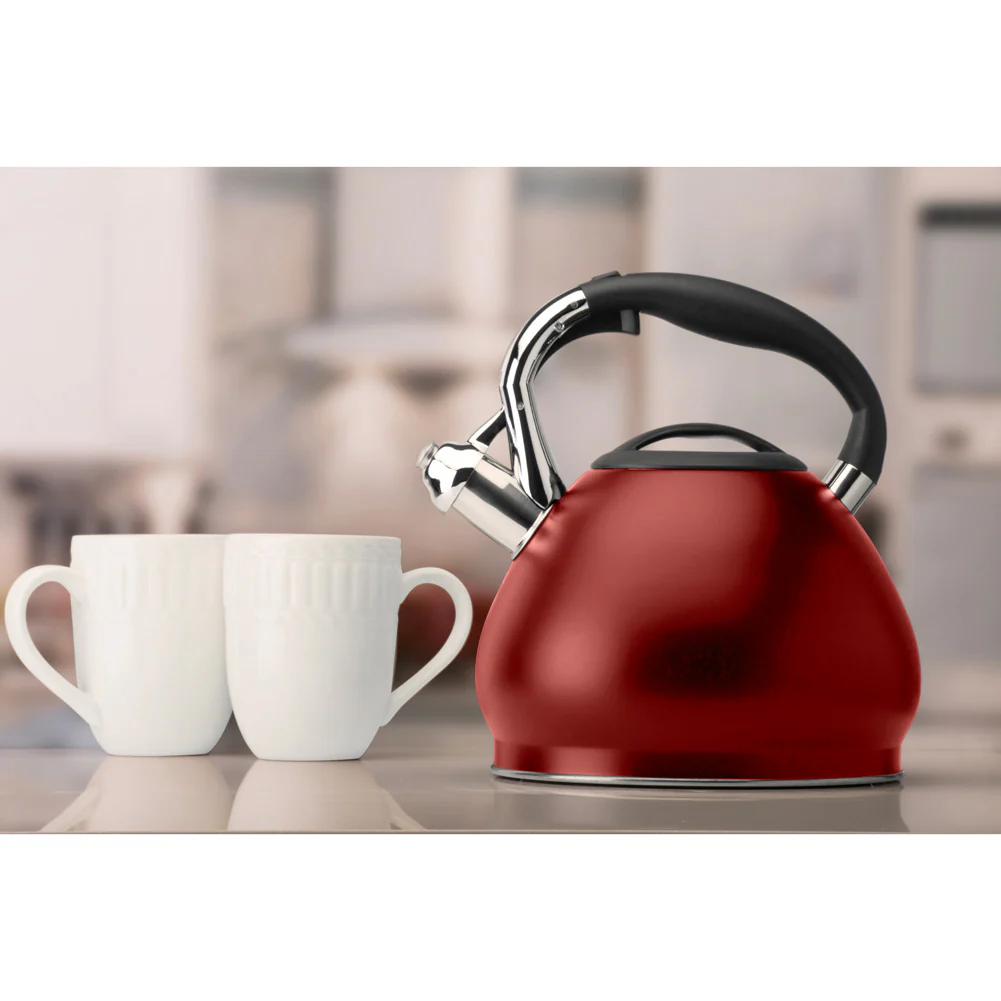 Kitchen Details 10 Cup Stainless Steel Tea Kettle in Red - Image 5