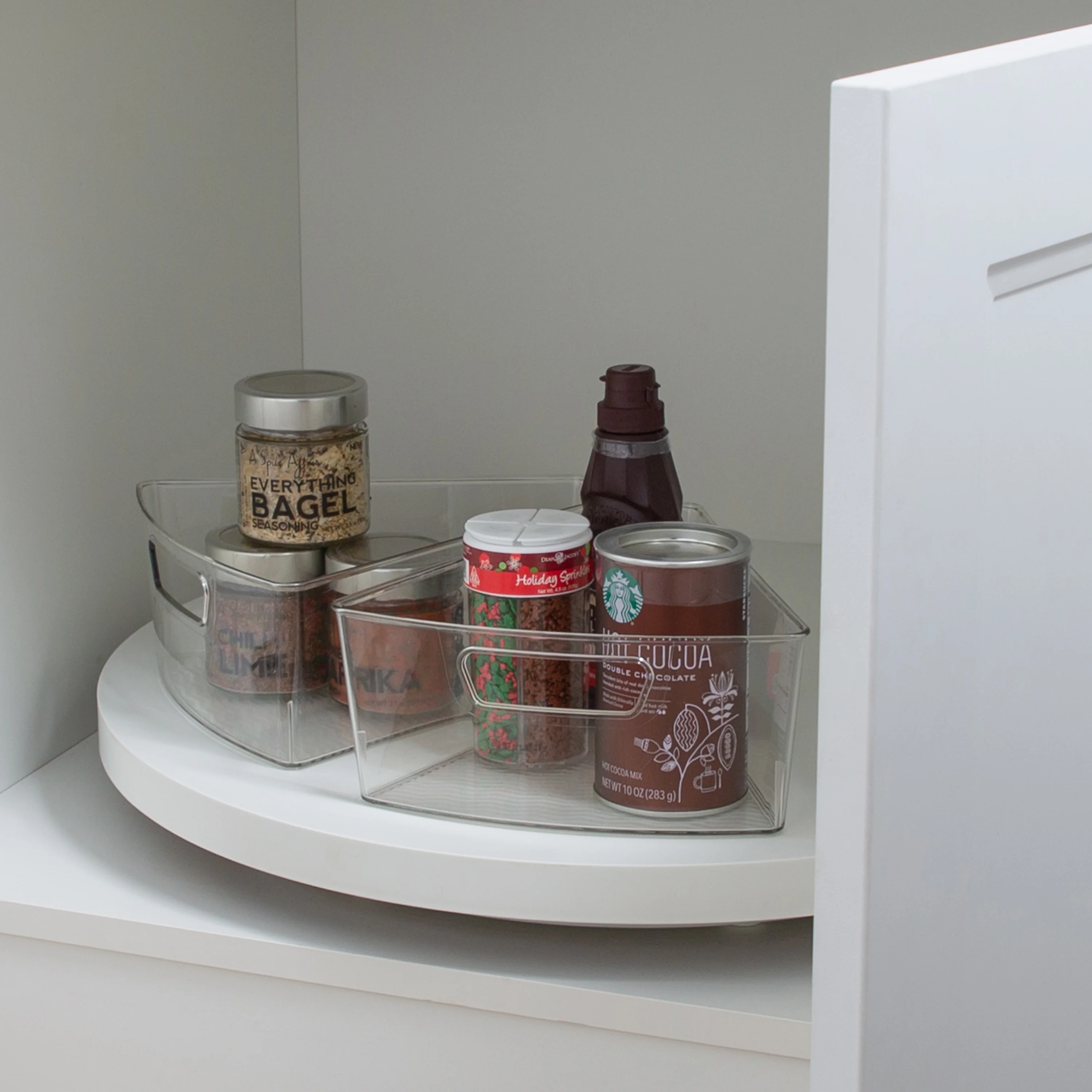 Kitchen Details 2 Pack Triangular Lazy Susan Organizer Bins in Clear - Image 3