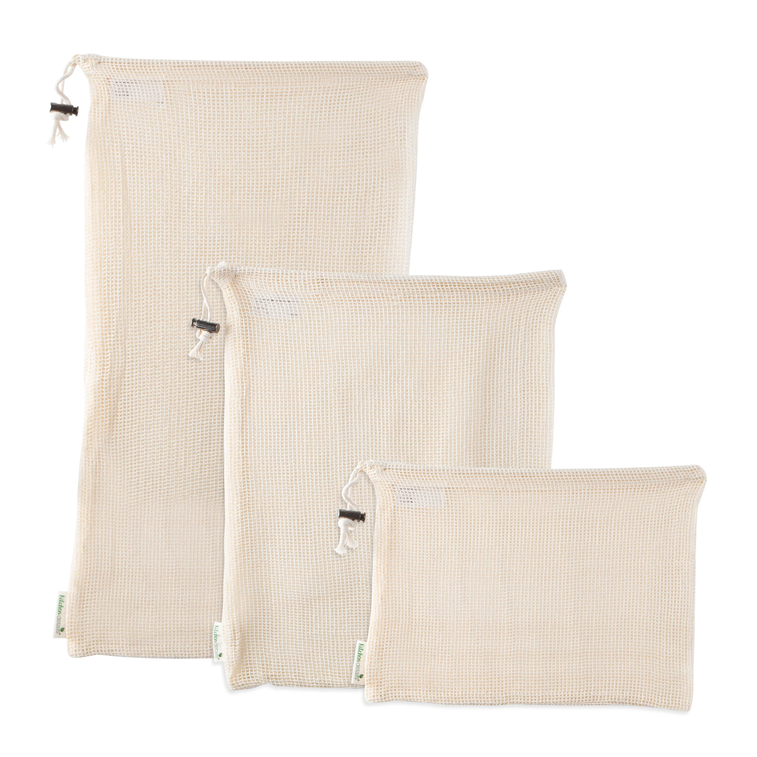 Kitchen Details 3 Pack Reusable Cotton Mesh Produce Bags