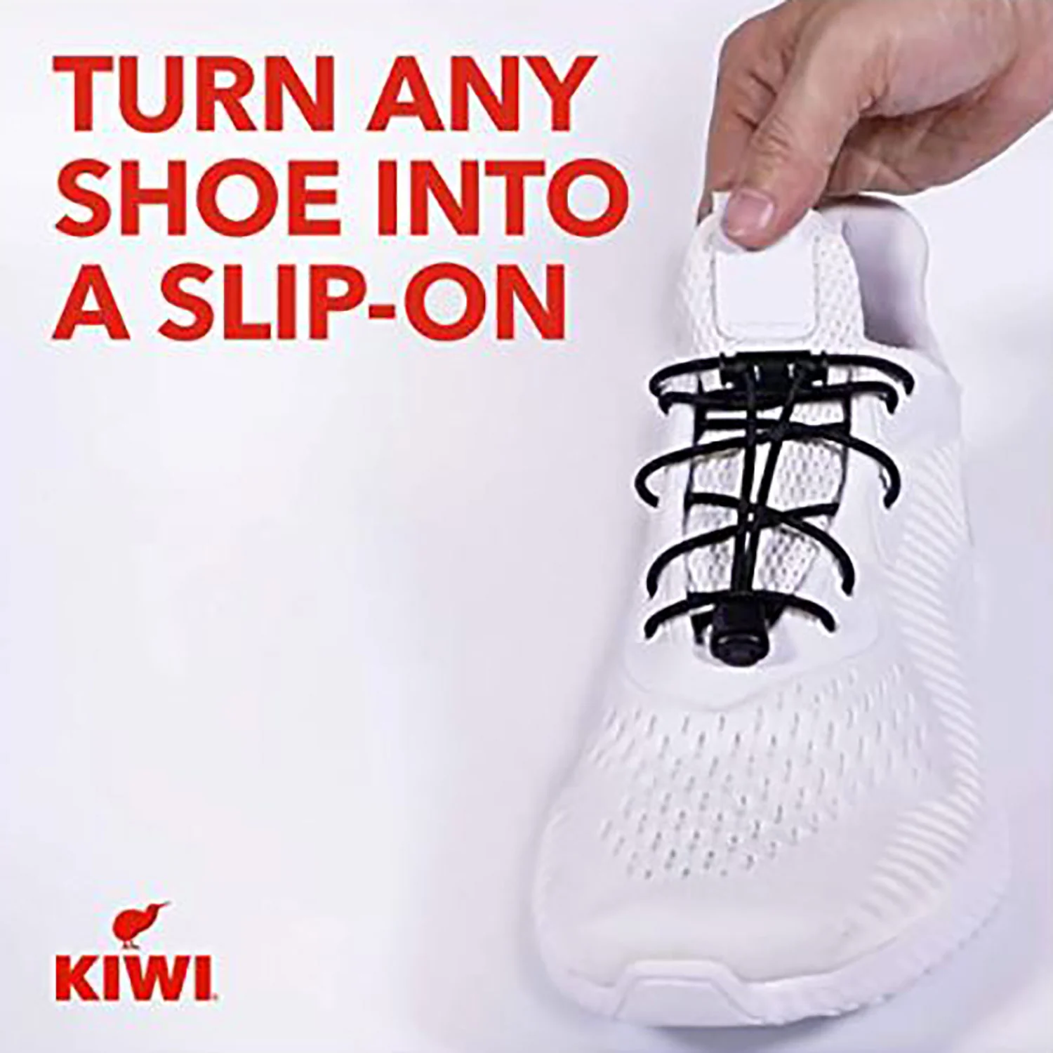 Kiwi Sneaker No-Tie Shoe Laces, Red-Black, One Pair, One Size Fits All - Image 2