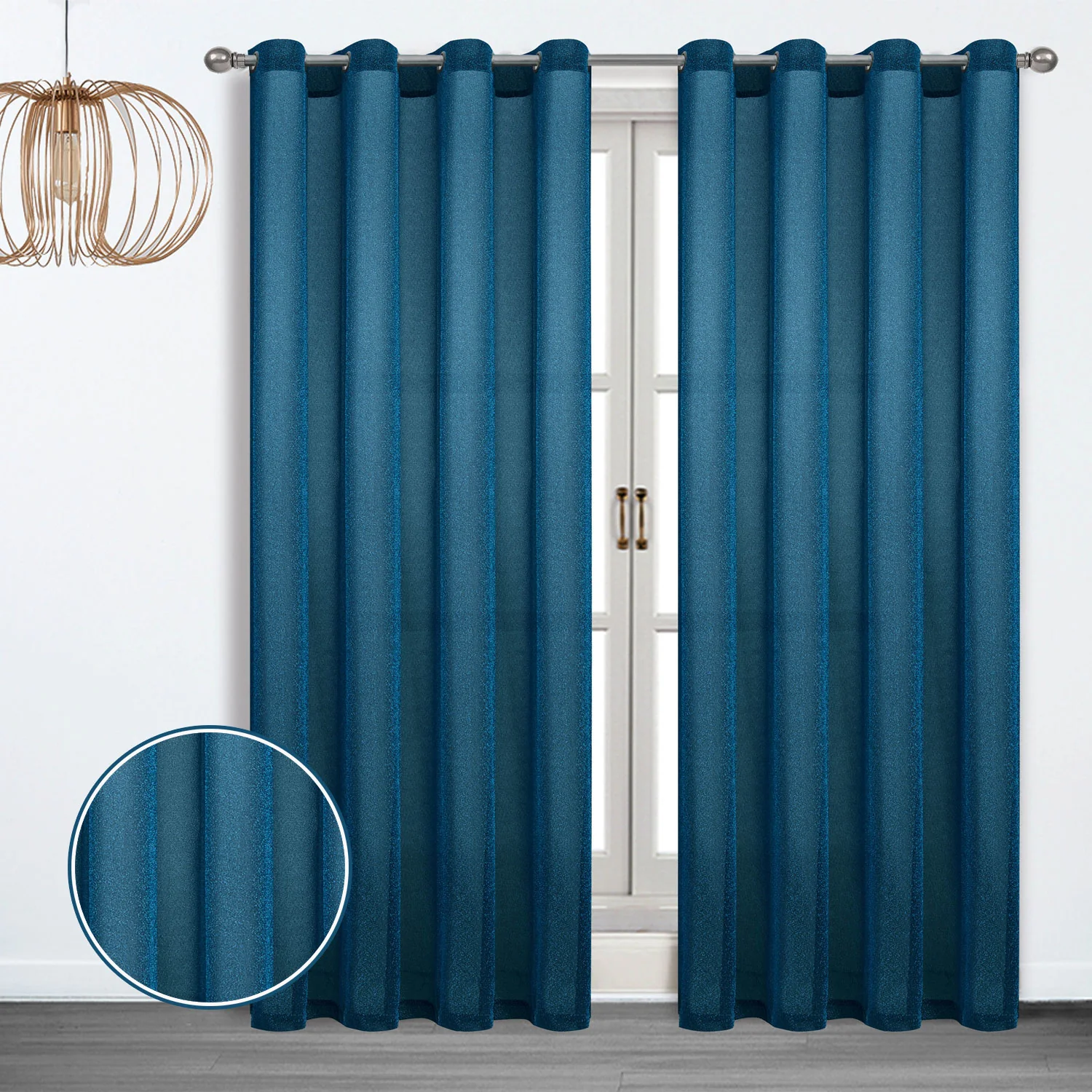 Lamis Metallic Shimmer Grommet Window Panel, 54x90 Inches - Image 2