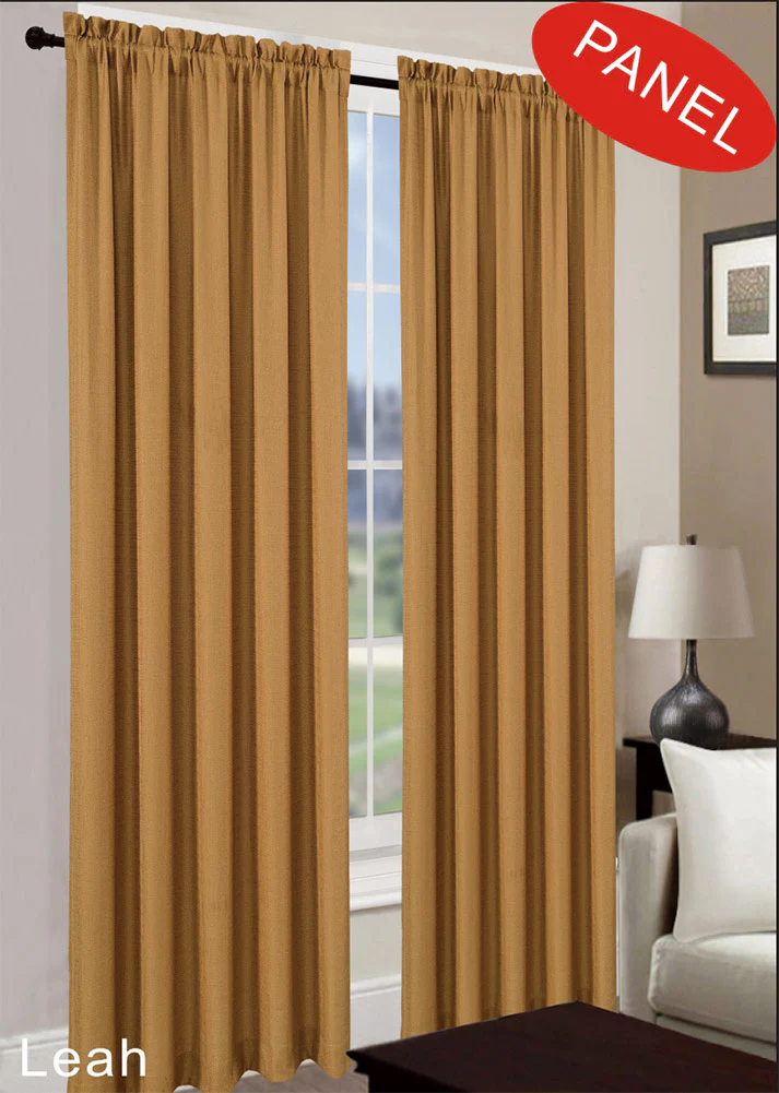 Leah Jacquard Textured Window Panel And Valance Treatments, Gold - Image 3