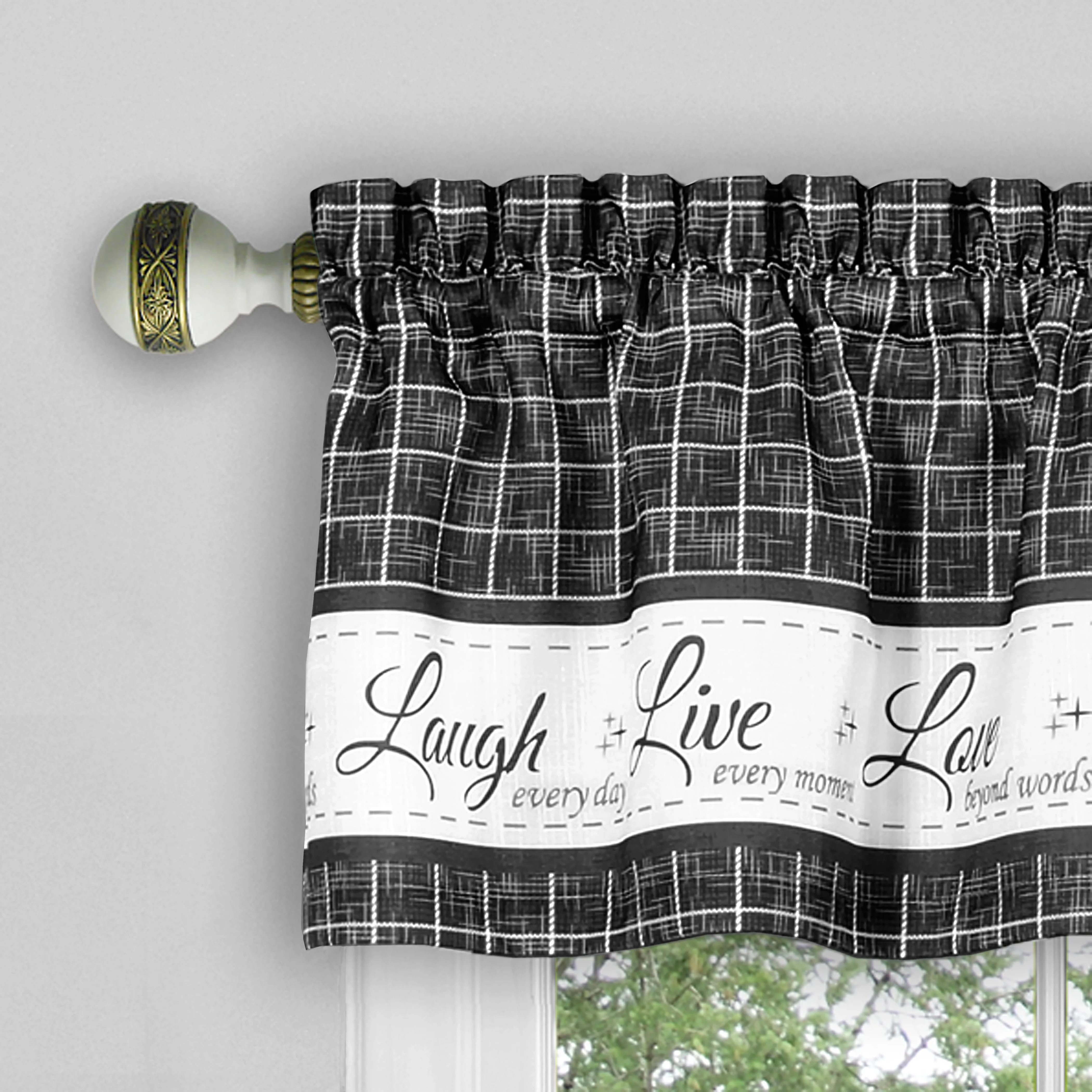 Live, Love, Laugh Window Curtain Valance - 58x14 - Charcoal - Image 2