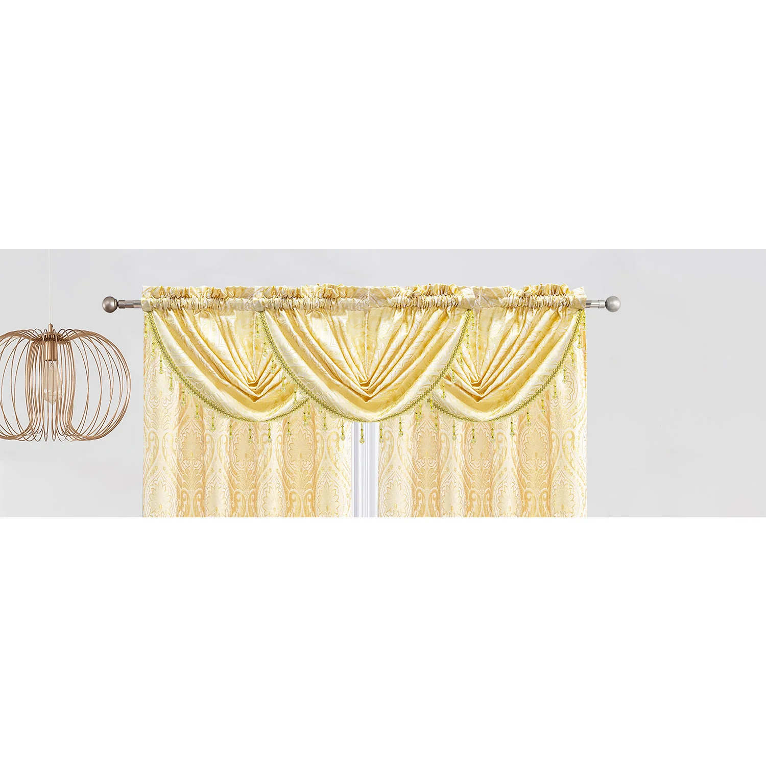 Lizet Damask Jacquard Rod Pocket Window Panel and Valance Treatments, All Sold Separately - Image 10