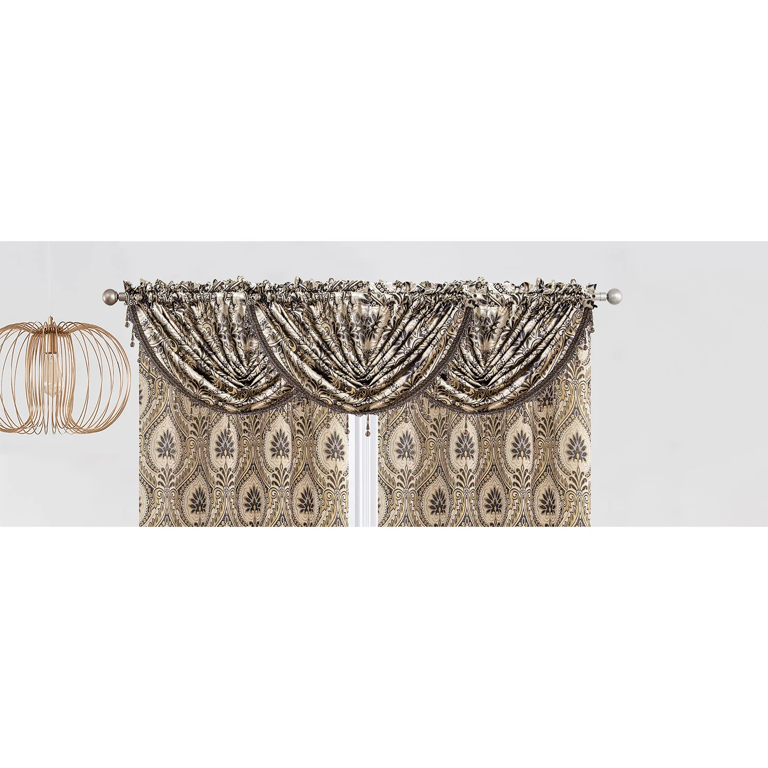Lizet Damask Jacquard Rod Pocket Window Panel and Valance Treatments, All Sold Separately - Image 11