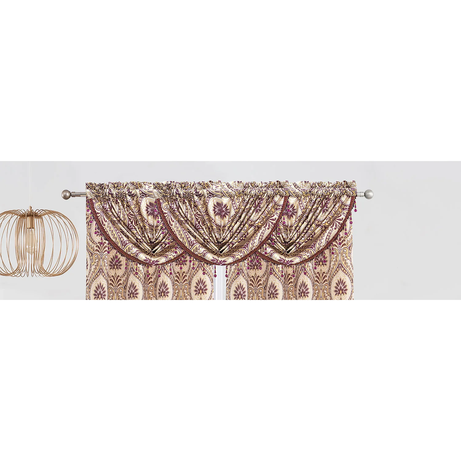 Lizet Damask Jacquard Rod Pocket Window Panel and Valance Treatments, All Sold Separately - Image 13