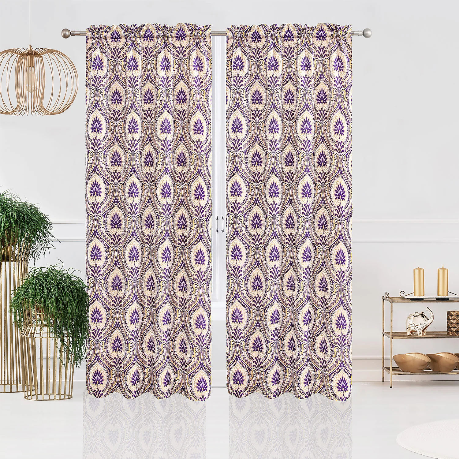 Lizet Damask Jacquard Rod Pocket Window Panel and Valance Treatments, All Sold Separately - Image 16
