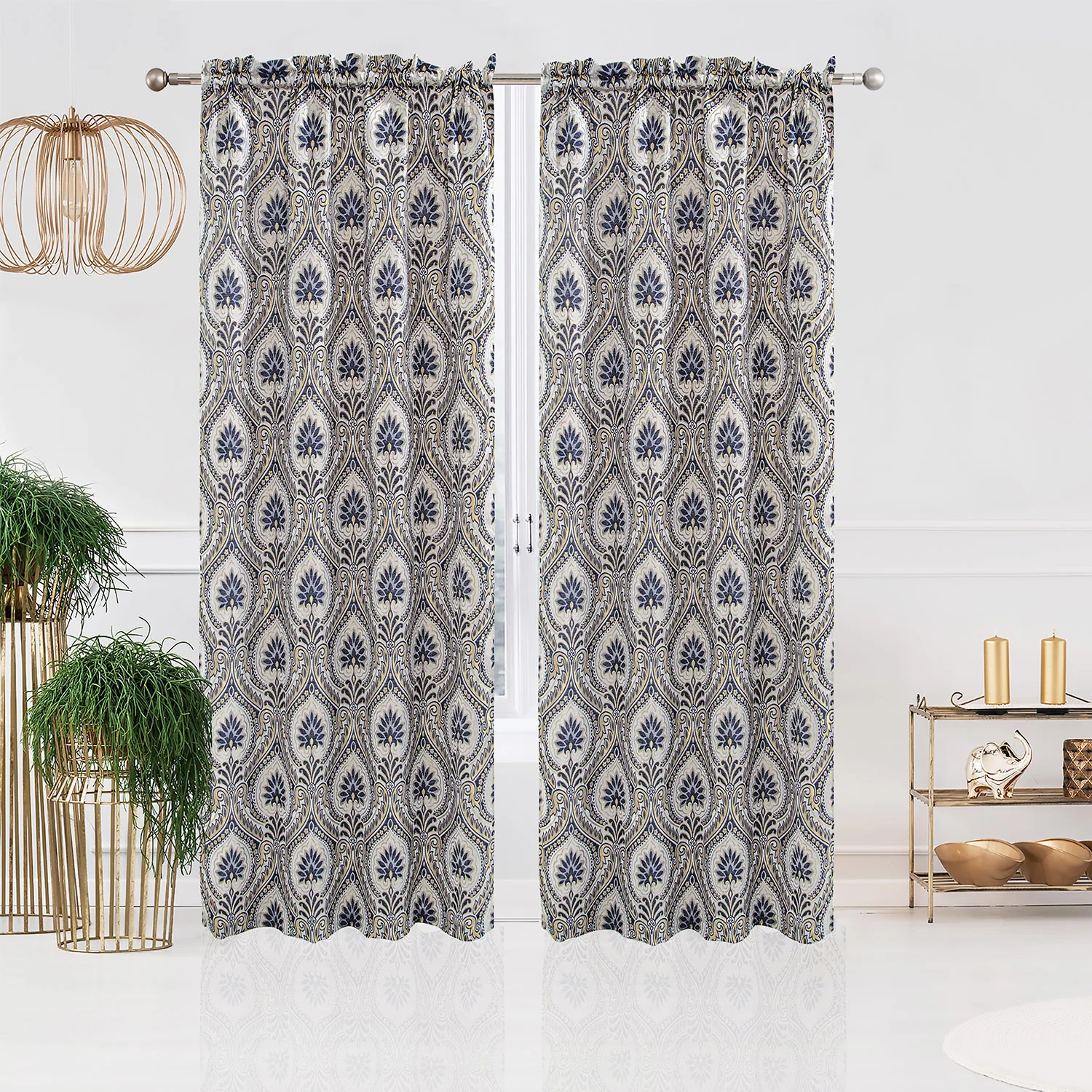 Lizet Damask Jacquard Rod Pocket Window Panel and Valance Treatments, All Sold Separately - Image 17