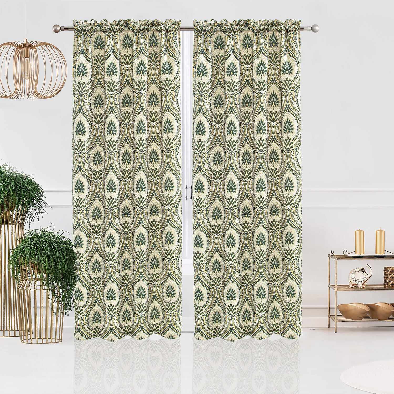 Lizet Damask Jacquard Rod Pocket Window Panel and Valance Treatments, All Sold Separately - Image 18