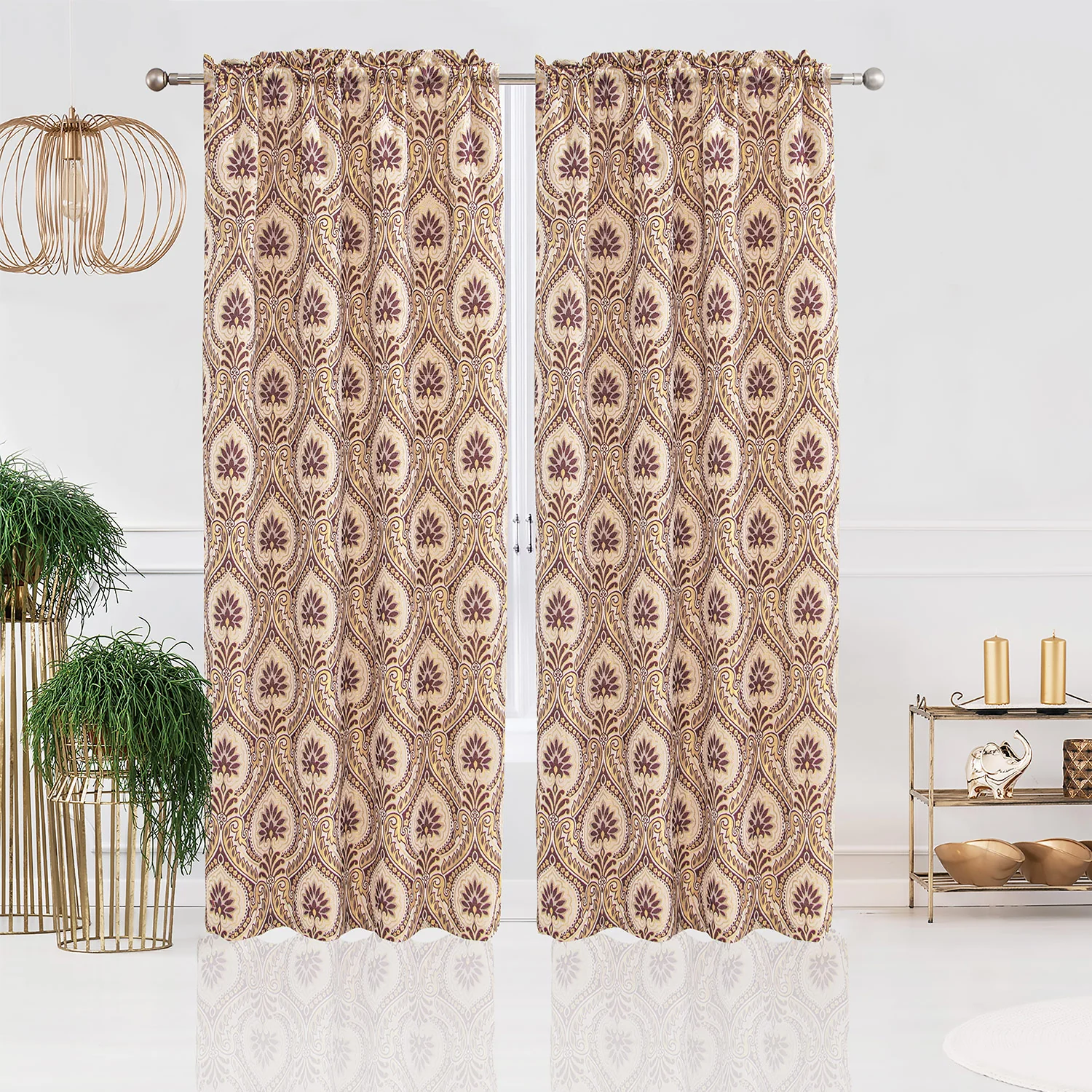 Lizet Damask Jacquard Rod Pocket Window Panel and Valance Treatments, All Sold Separately - Image 21