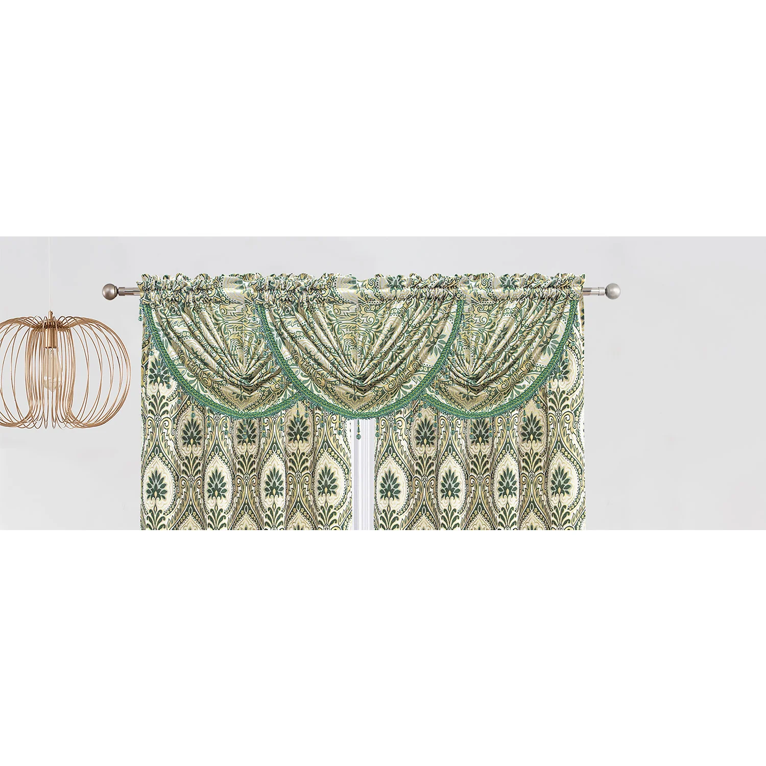 Lizet Damask Jacquard Rod Pocket Window Panel and Valance Treatments, All Sold Separately - Image 8