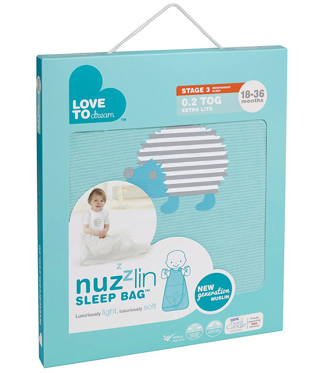 Love To Dream Nuzzlin Cotton Sleep Bag, Extra Light, Aqua, 18-36 Months - Image 5