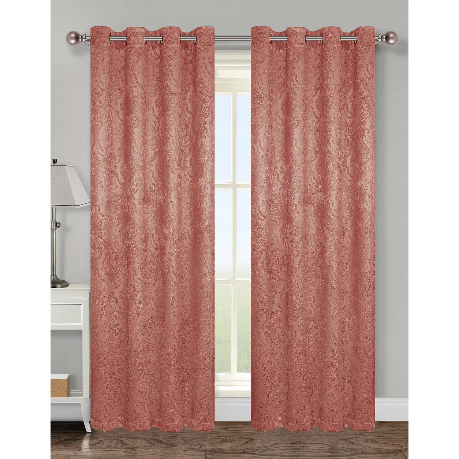 Mabel Damask Room Darkening Grommet Window Panel, 54x84 Inches - Image 2