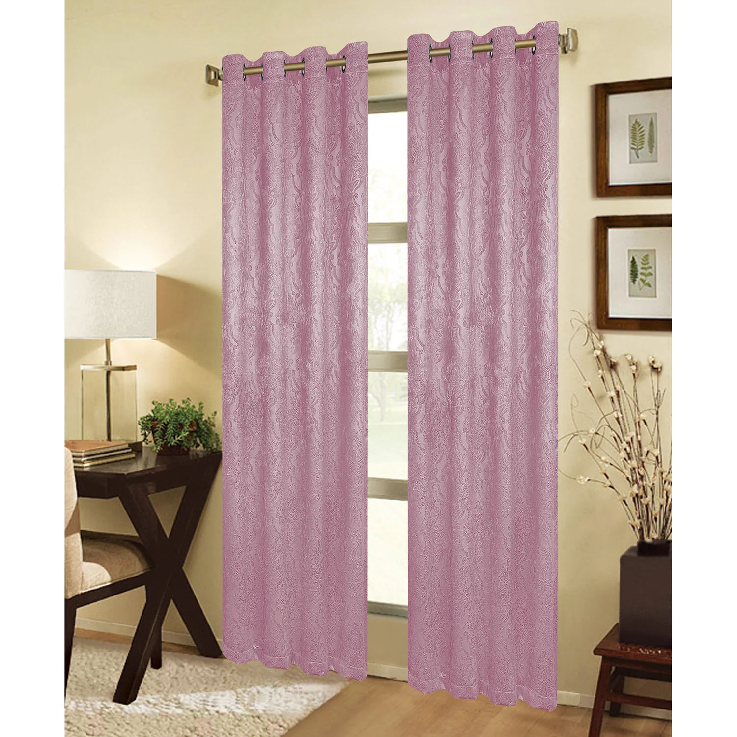 Mabel Damask Room Darkening Grommet Window Panel, 54x84 Inches - Image 4