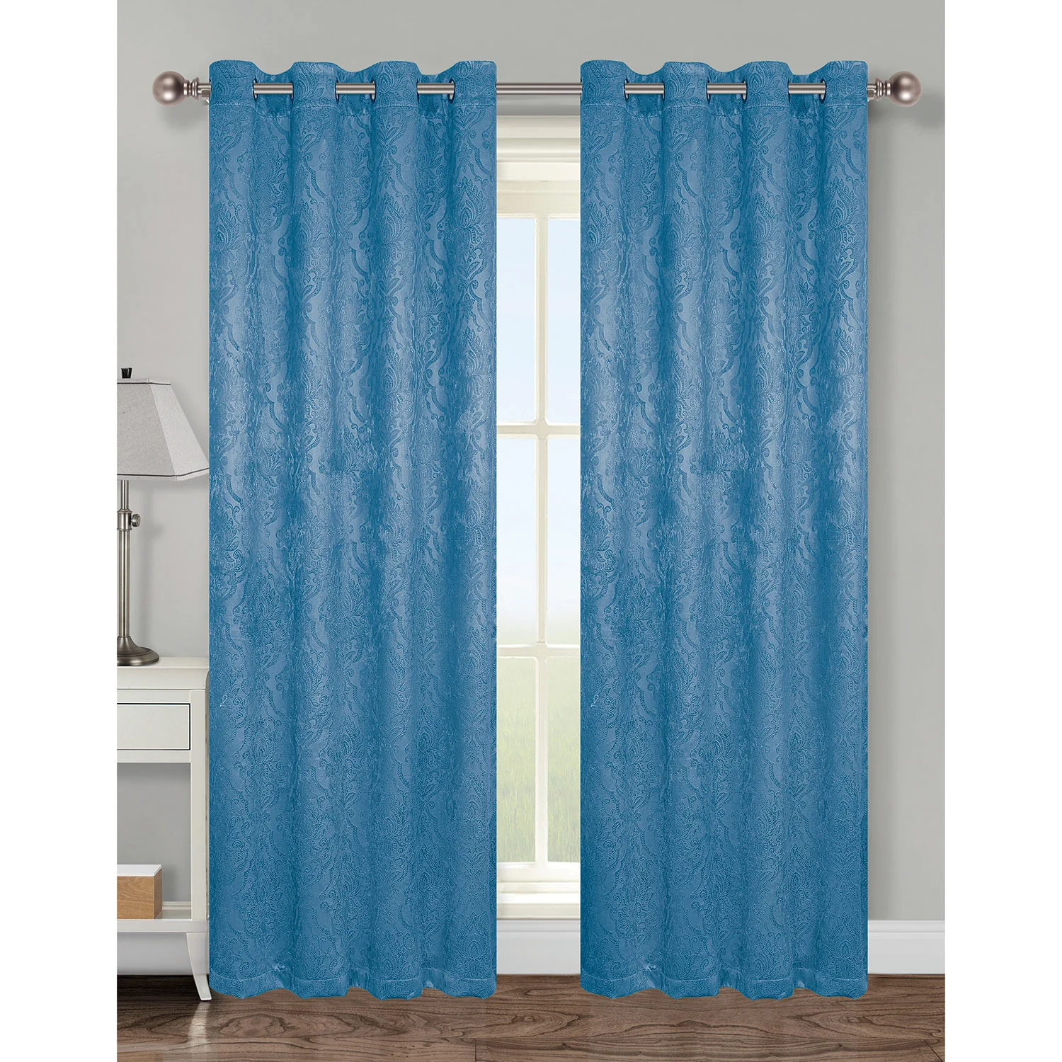 Mabel Damask Room Darkening Grommet Window Panel, 54x84 Inches - Image 5