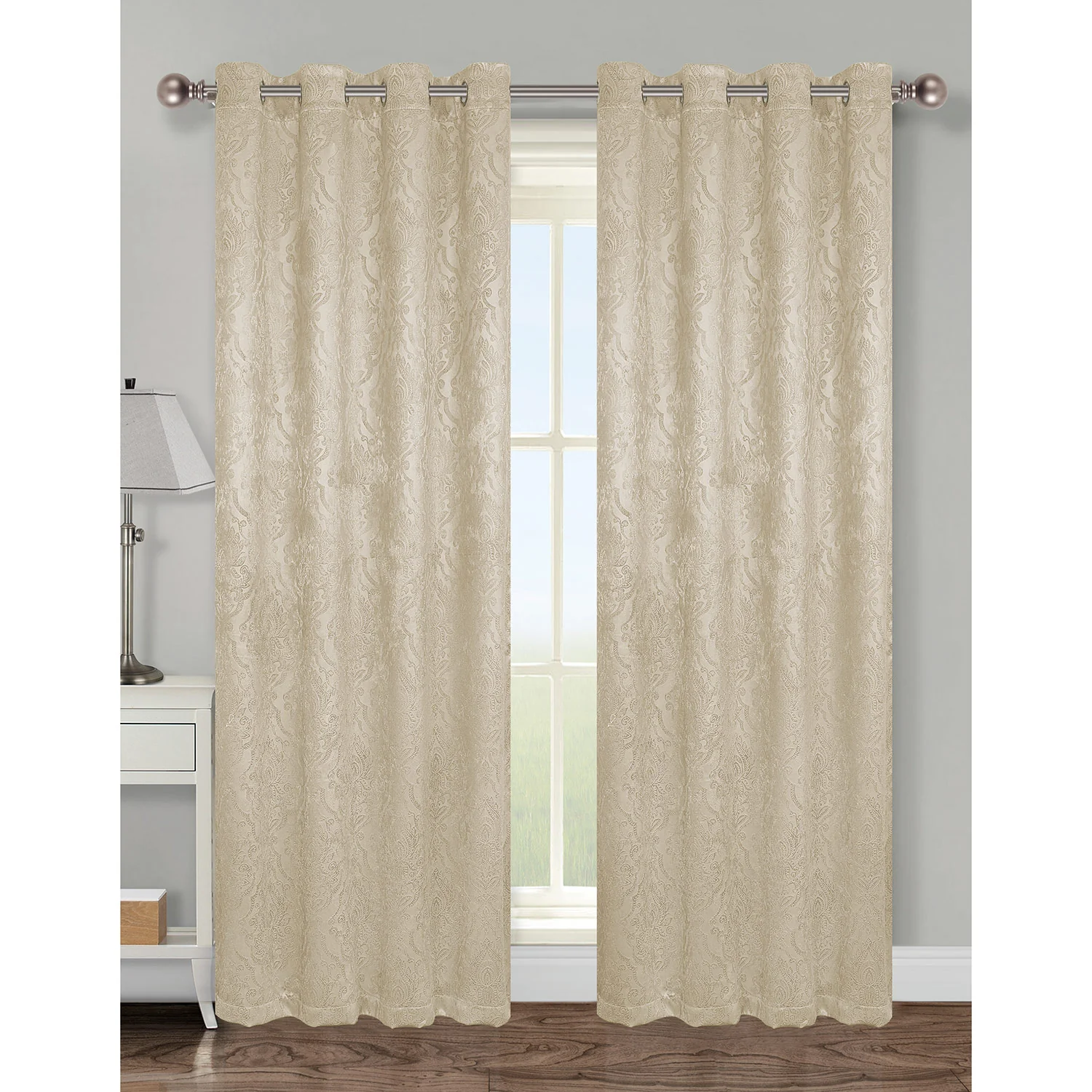 Mabel Damask Room Darkening Grommet Window Panel, 54x84 Inches - Image 6