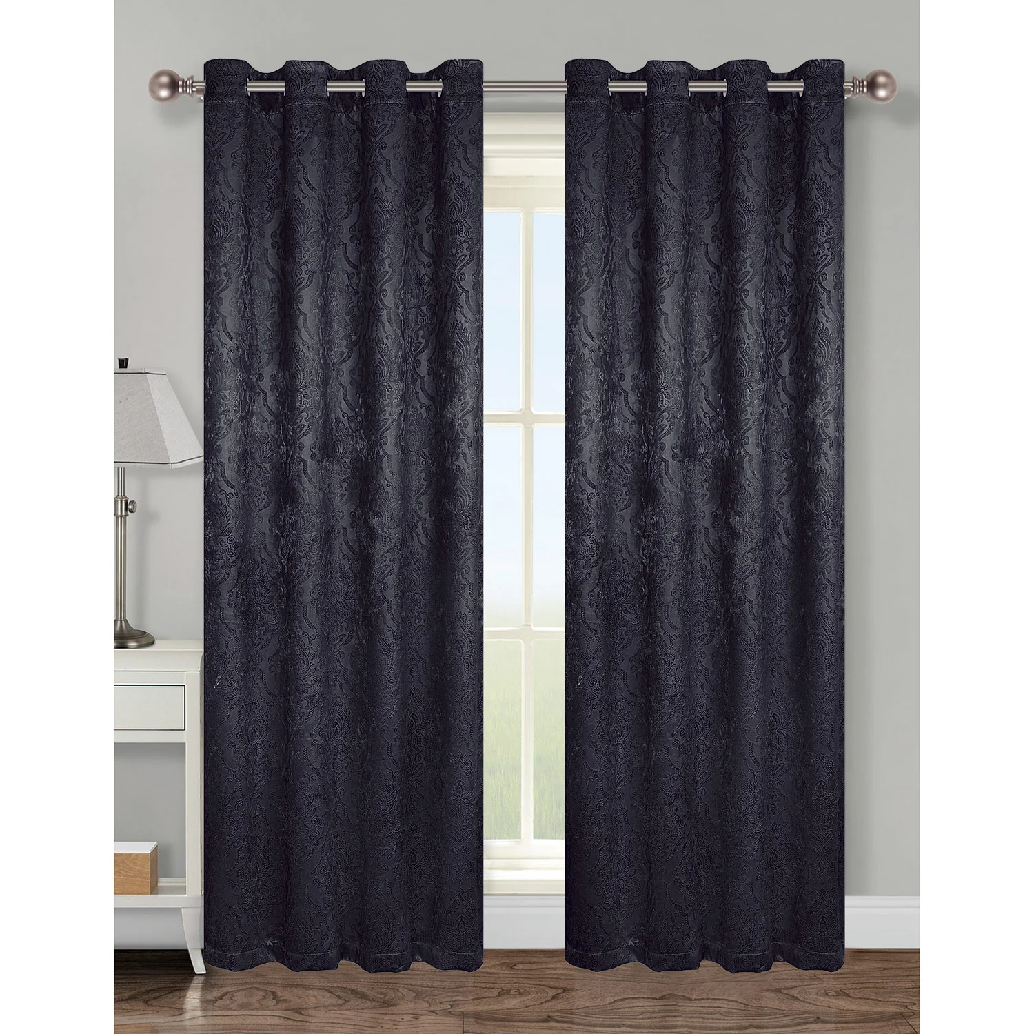 Mabel Damask Room Darkening Grommet Window Panel, 54x84 Inches - Image 8