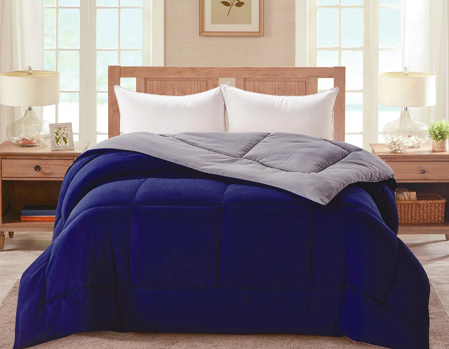 Madison Down Alternative Reversible Comforter, Blue-Gray - Image 5