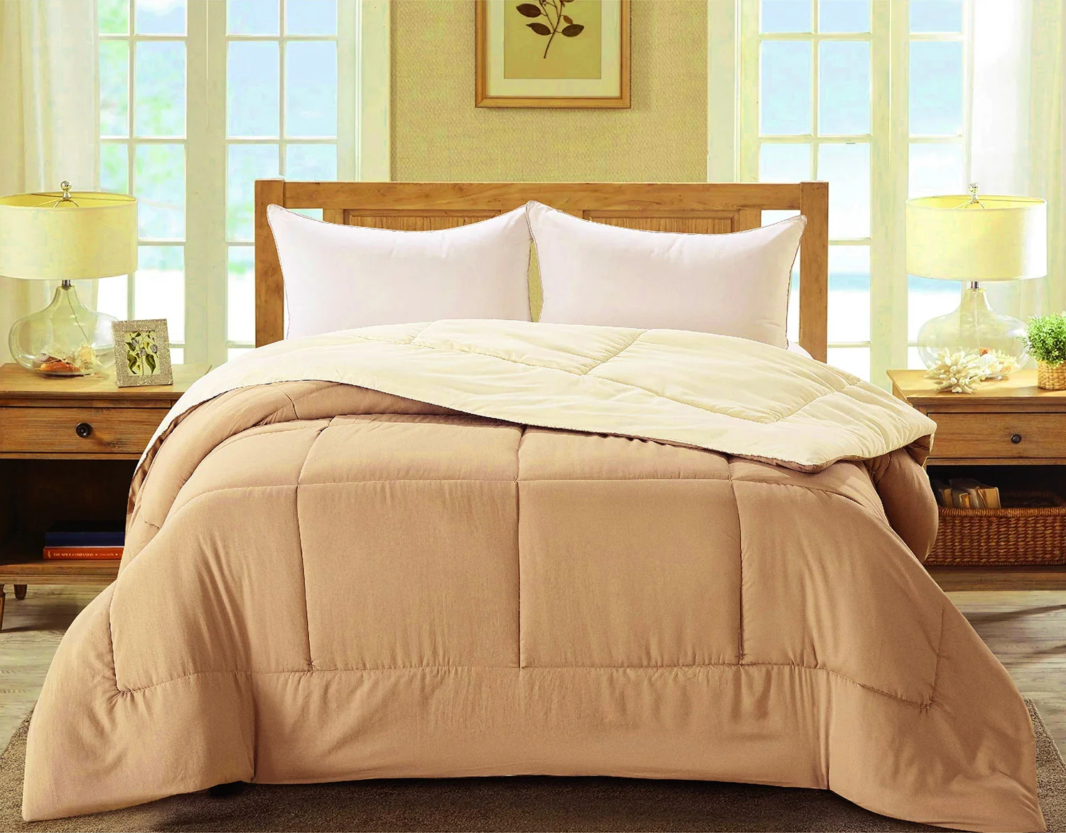Madison Down Alternative Reversible Comforter, Taupe-Cream - Image 2