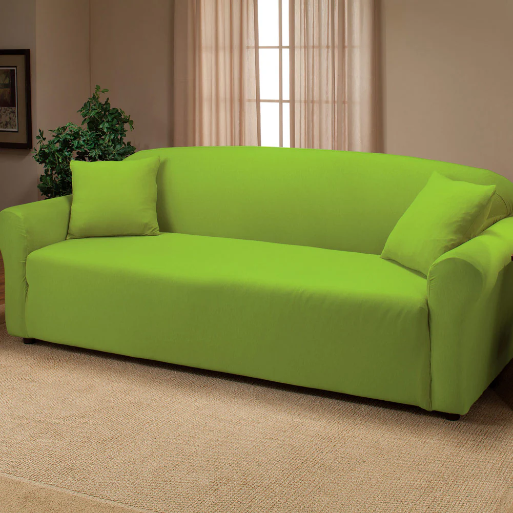 Madison Jersey Stretch Solid Furniture Slipcover, Lime Green