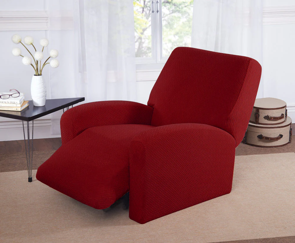 Madison Stretch Mason Weave Pattern Furniture Slipcover, Brick - Image 4