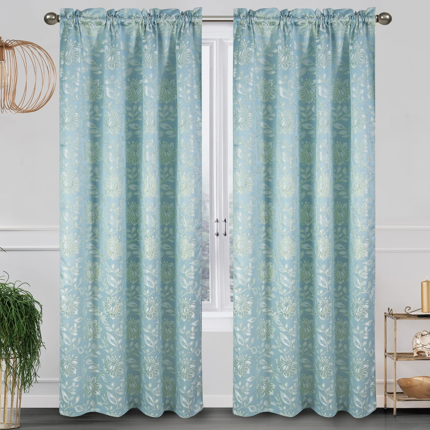 Magnolia Floral Jacquard Rod Pocket Window Panel and Valance Treatment, All Sold Separately - Image 18