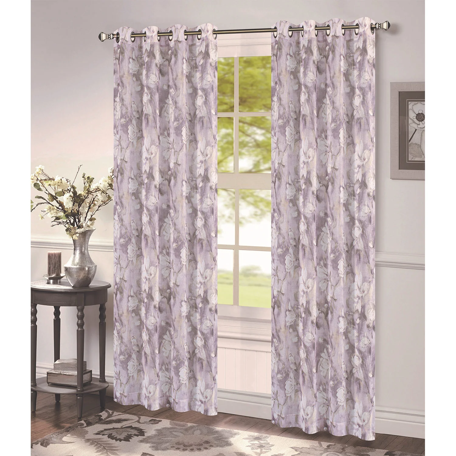 Maisie Floral Printed Sheer Grommet Window Panel, 54x84 Inches - Image 4