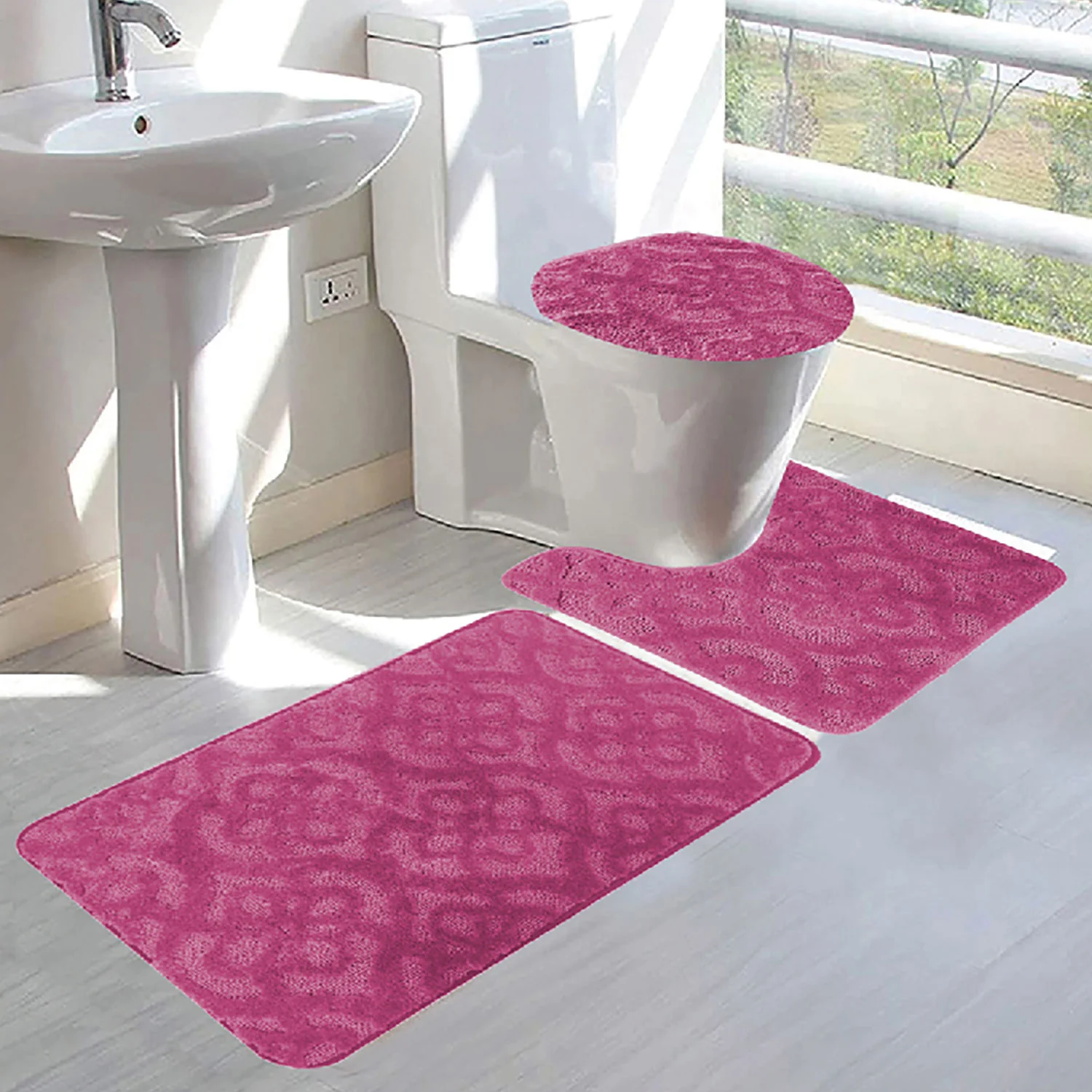 Maribel 3-Piece Non-Slip Tufted Bath Rug Set - Image 3
