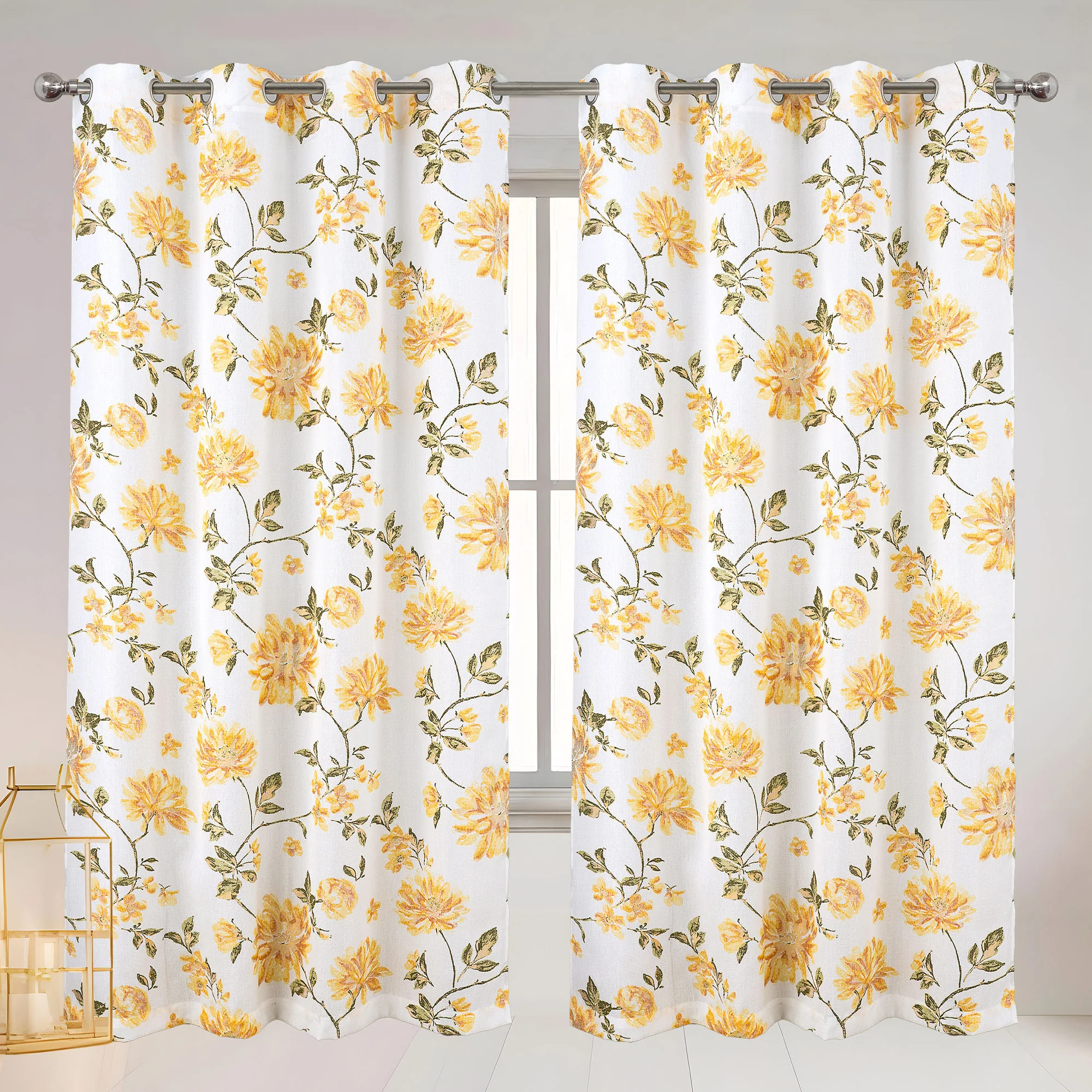 Marie Jacquard Floral Grommet Window Curtain Panel, 54x84 Inches - Image 2