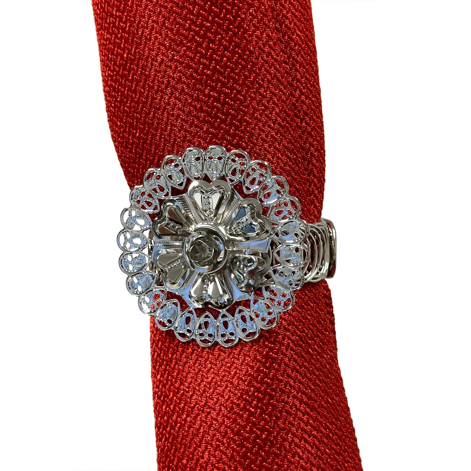 Marigold Decorative One Piece Window Curtain Tieback, Silver