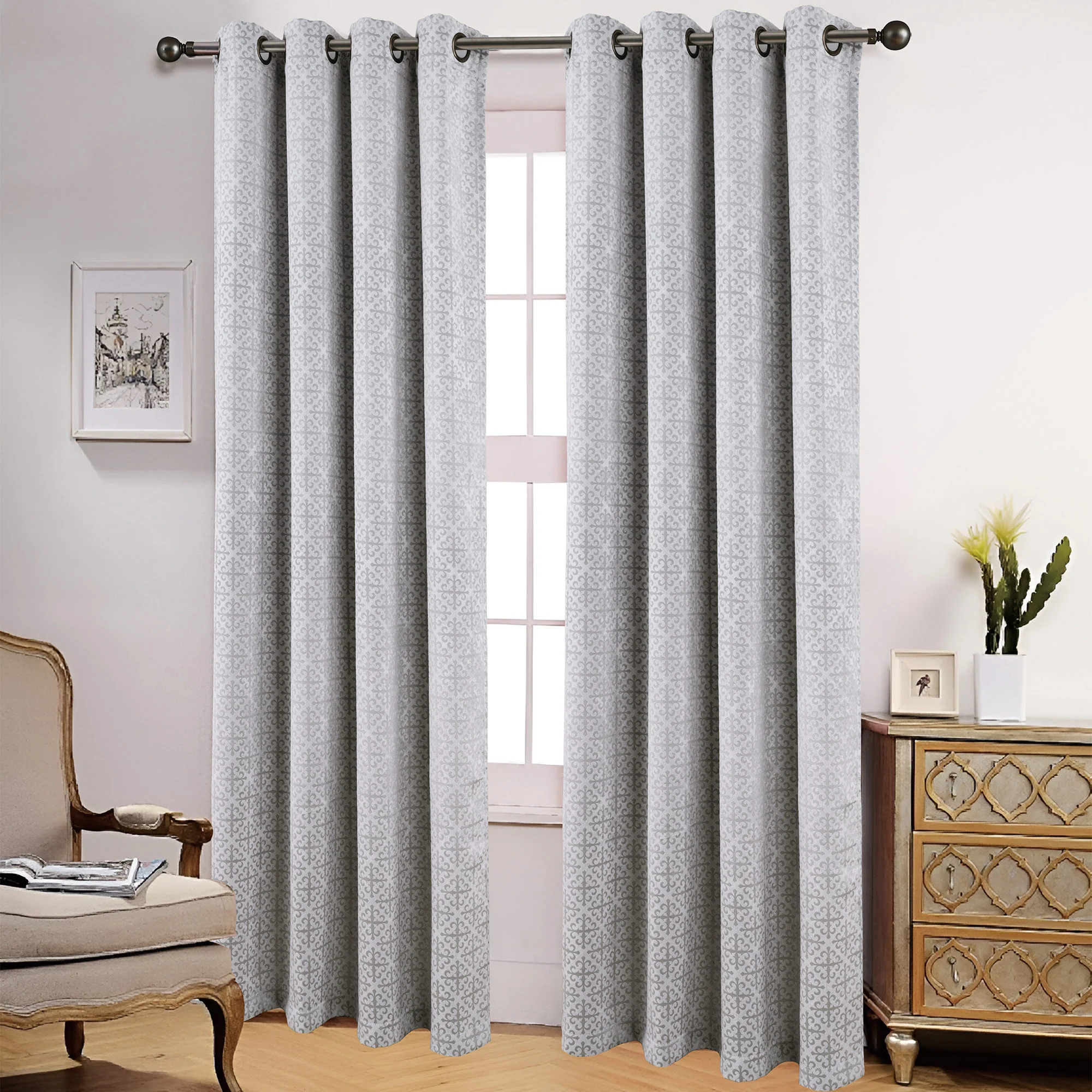 Medici Embossed Room Darkening Grommet Window Panel, 54x84 Inches - Image 2