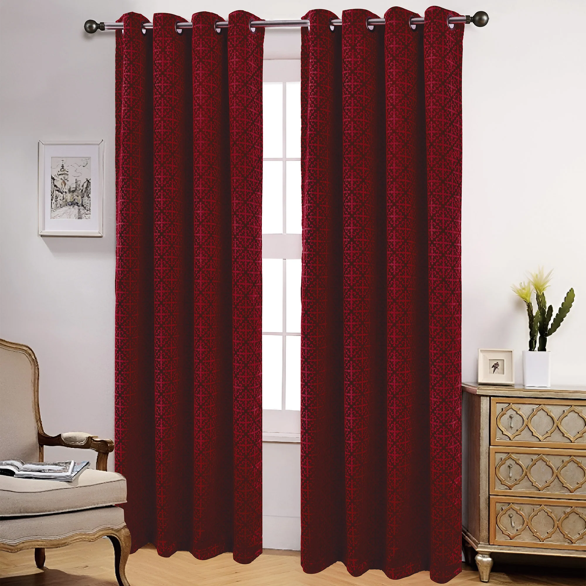Medici Embossed Room Darkening Grommet Window Panel, 54x84 Inches - Image 3