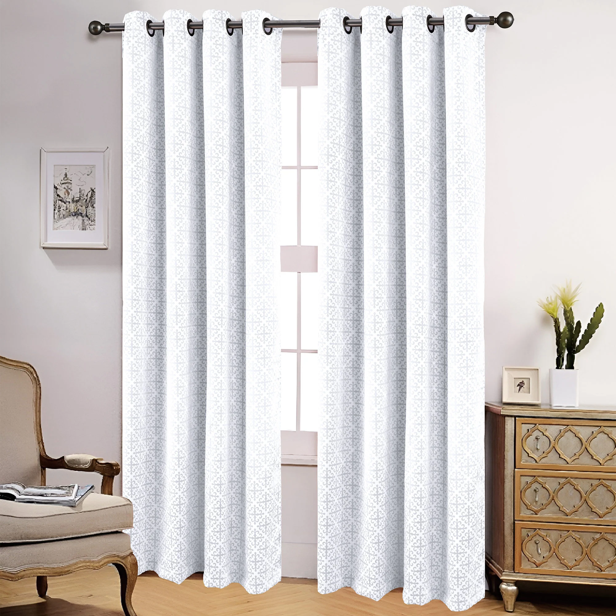 Medici Embossed Room Darkening Grommet Window Panel, 54x84 Inches - Image 4